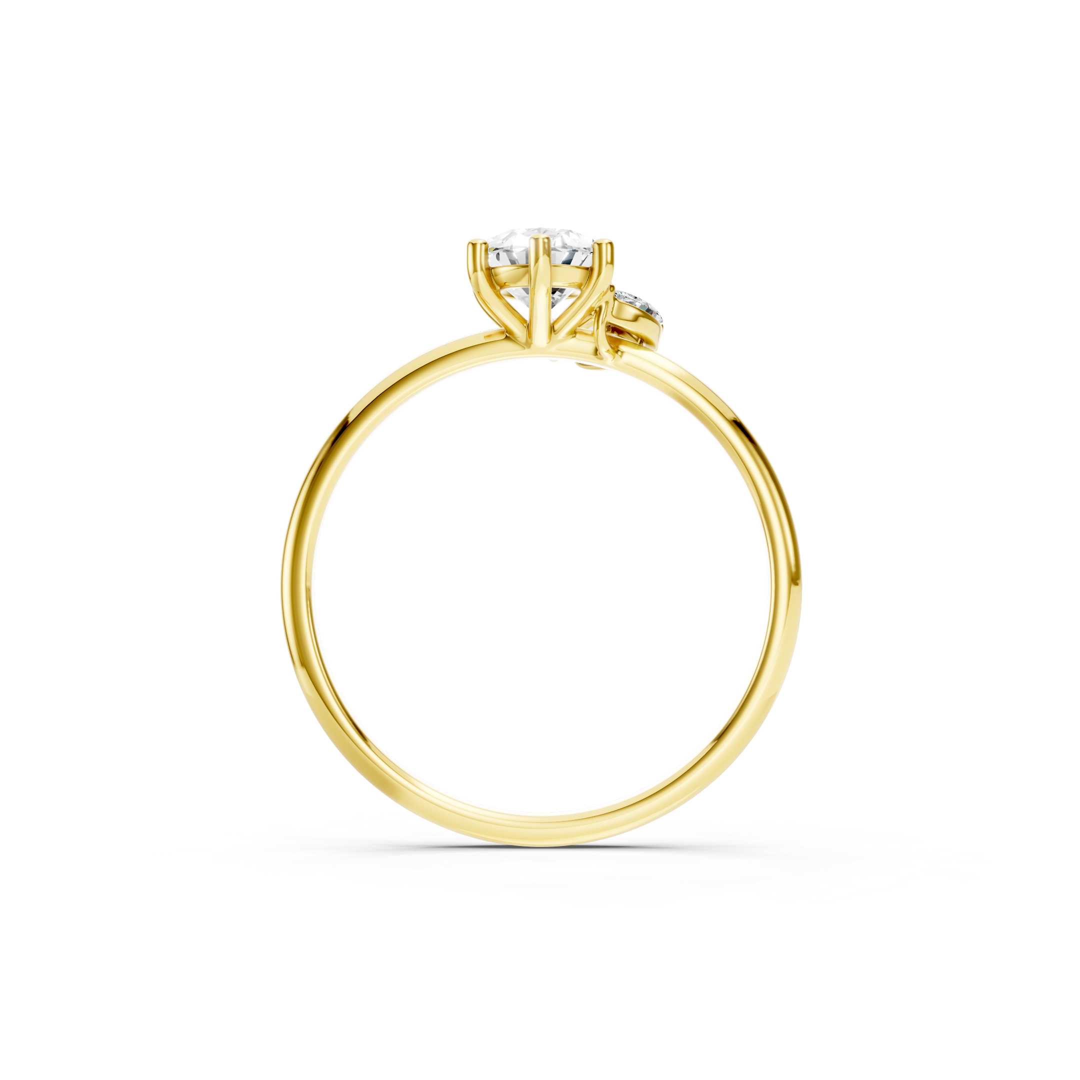 Oval Cut Lab Grown Diamond Engagement Ring in 14K Yellow Gold with Marquise and Round Diamond Side Stones, Elegant Bridal Jewelry