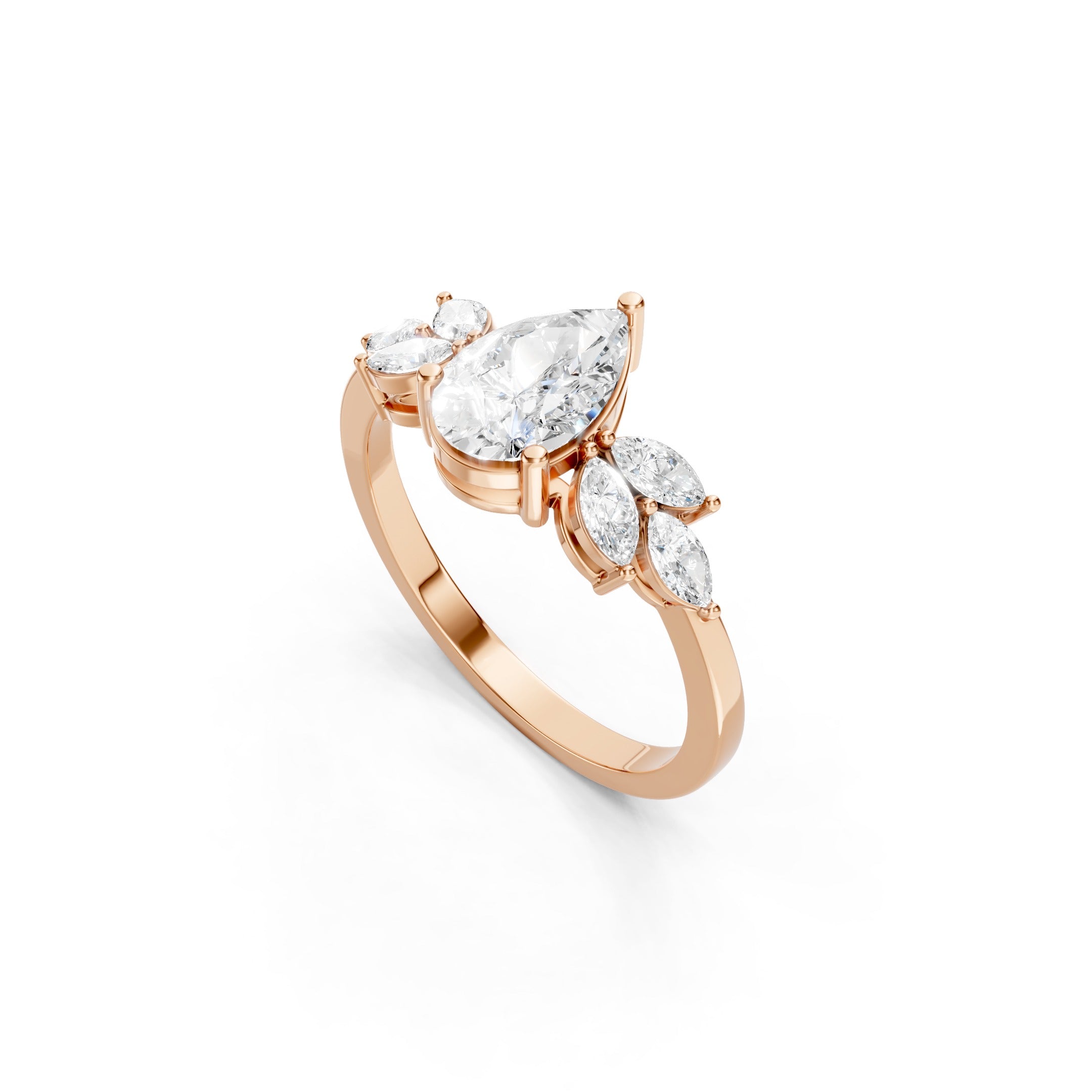 1.60 CT Oval Lab Grown Diamond Round Side Stone Ring Engagement Ring 10K 14K 18K Gold Bridal Ring