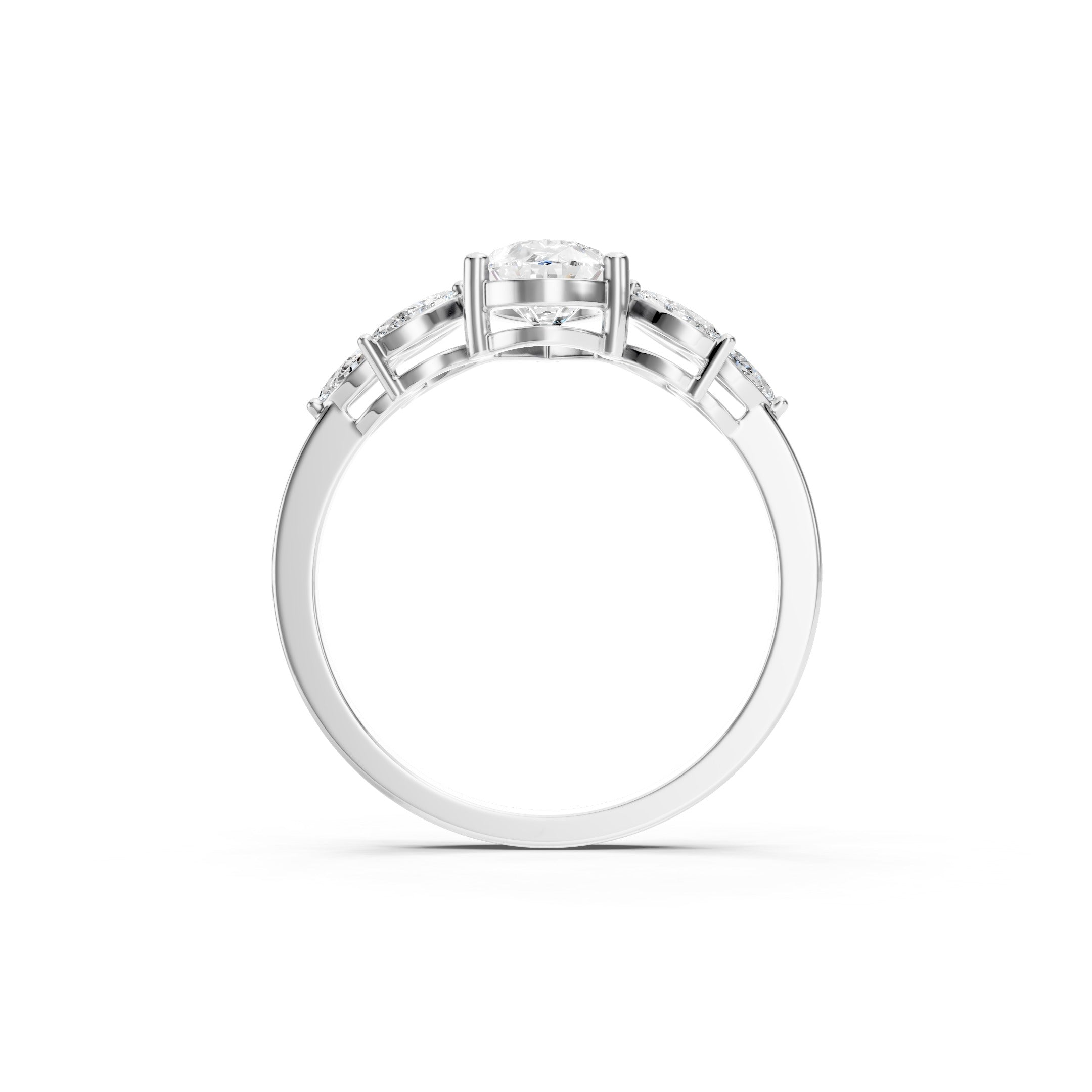 1.60 CT Oval Lab Grown Diamond Round Side Stone Ring Engagement Ring 10K 14K 18K Gold Bridal Ring