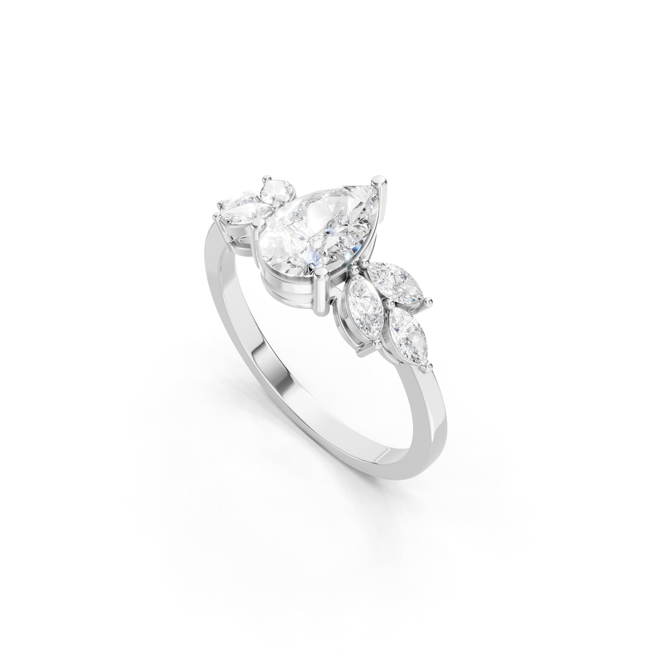 1.60 CT Oval Lab Grown Diamond Round Side Stone Ring Engagement Ring 10K 14K 18K Gold Bridal Ring