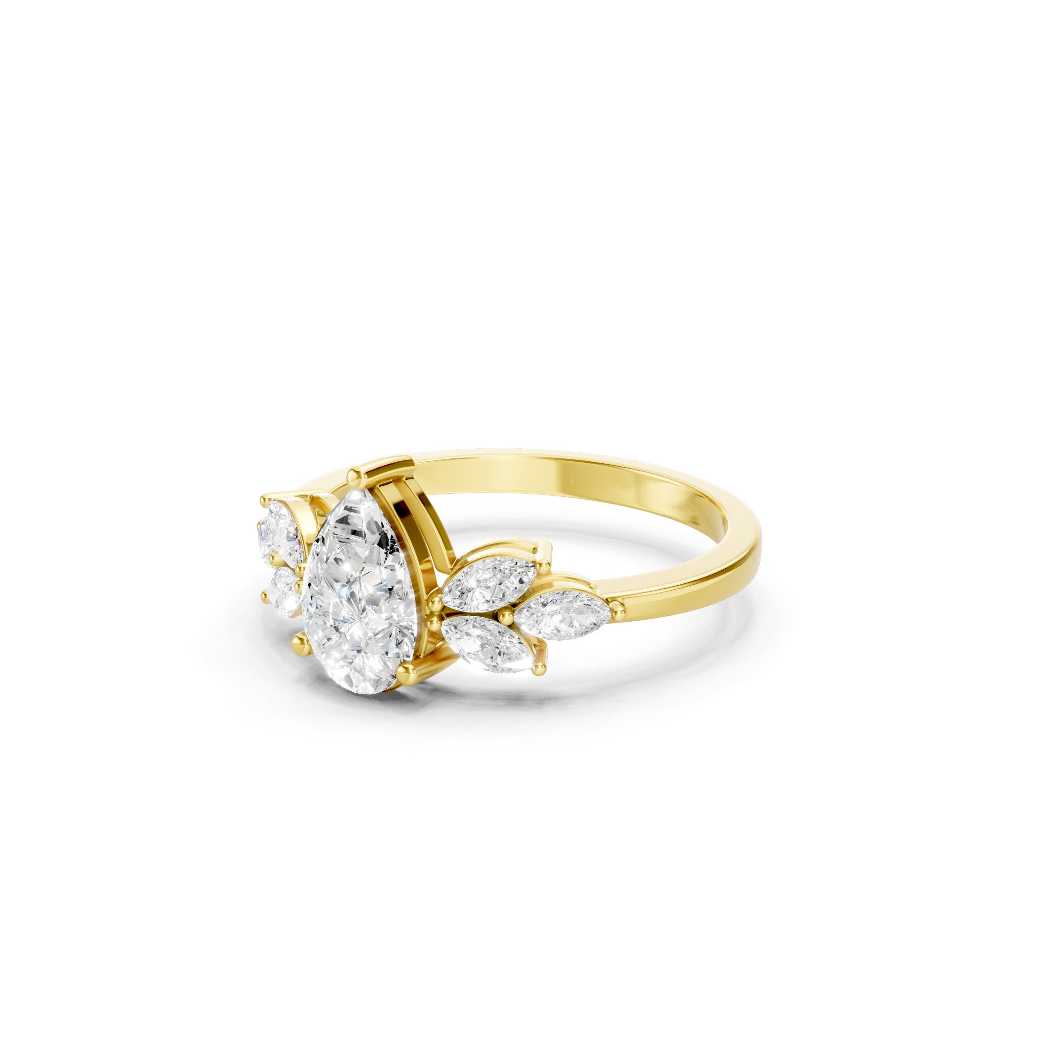 1.60 CT Oval Lab Grown Diamond Round Side Stone Ring Engagement Ring 10K 14K 18K Gold Bridal Ring
