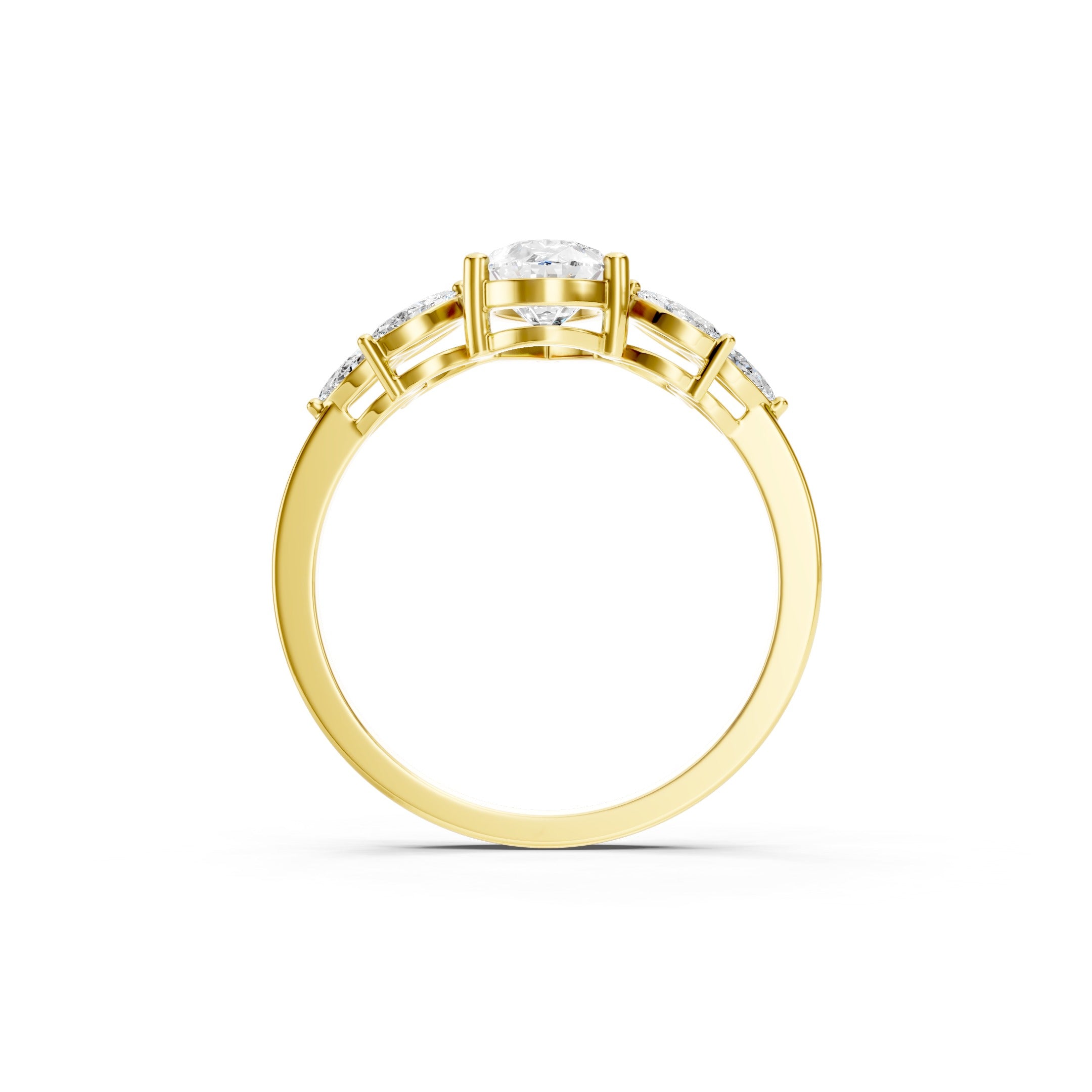 1.60 CT Oval Lab Grown Diamond Round Side Stone Ring Engagement Ring 10K 14K 18K Gold Bridal Ring