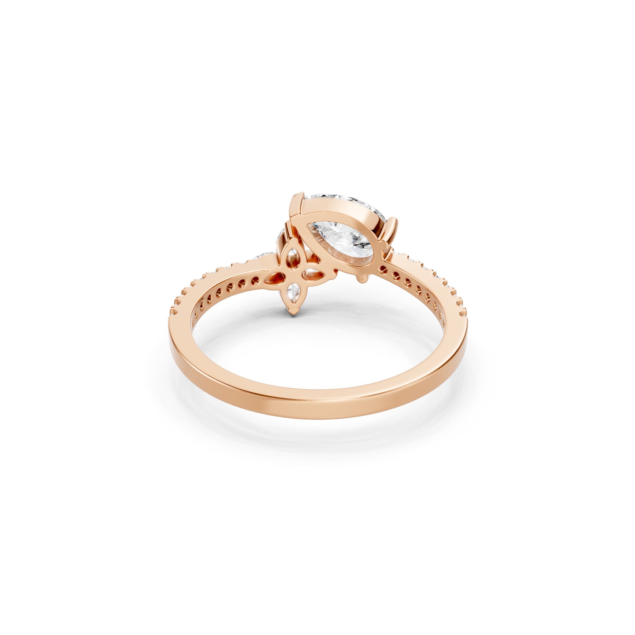 1 CT Oval Lab Grown Diamond Engagement Ring, Floral Marquise Side Stone Ring 