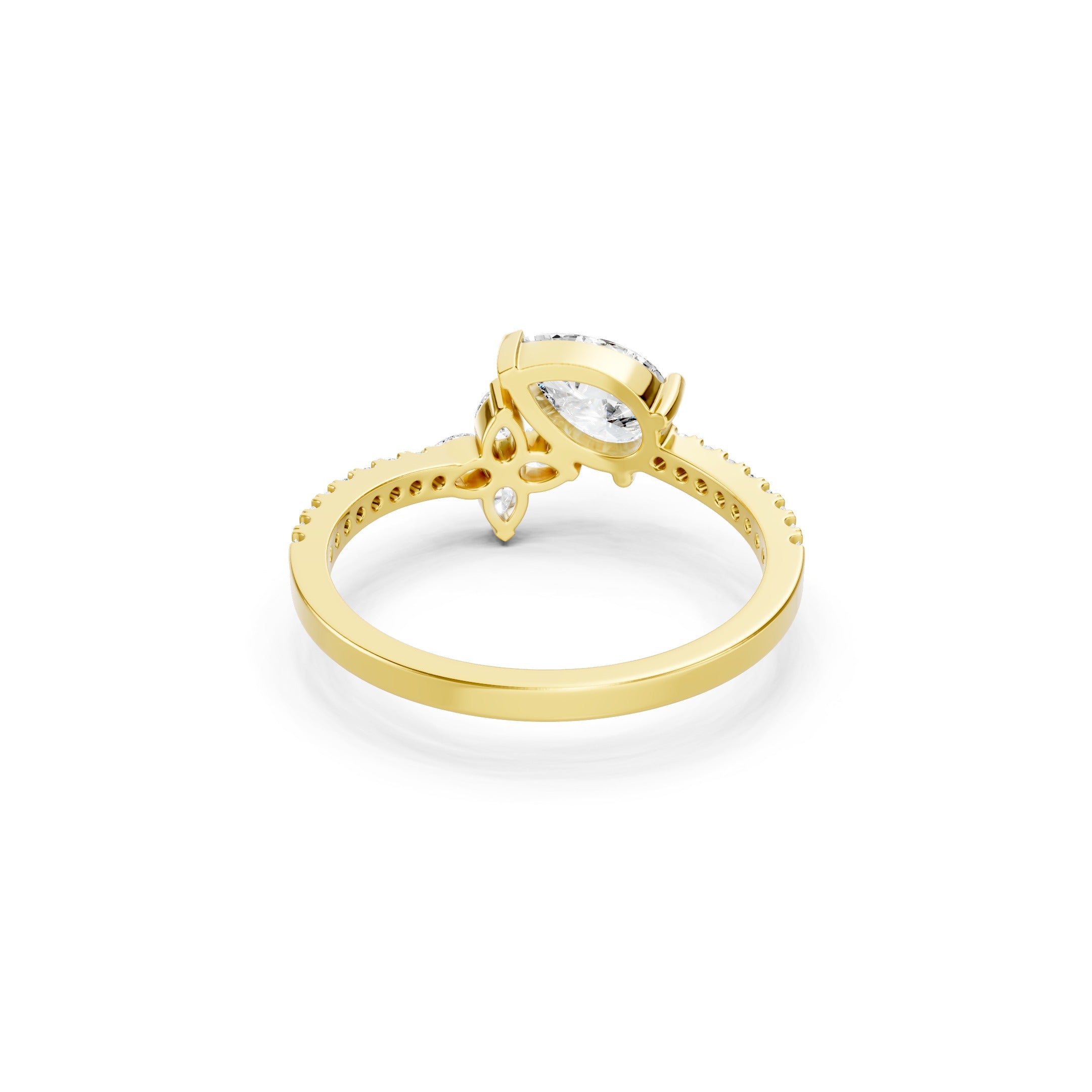 1 CT Oval Lab Grown Diamond Engagement Ring, Floral Marquise Side Stone Ring 