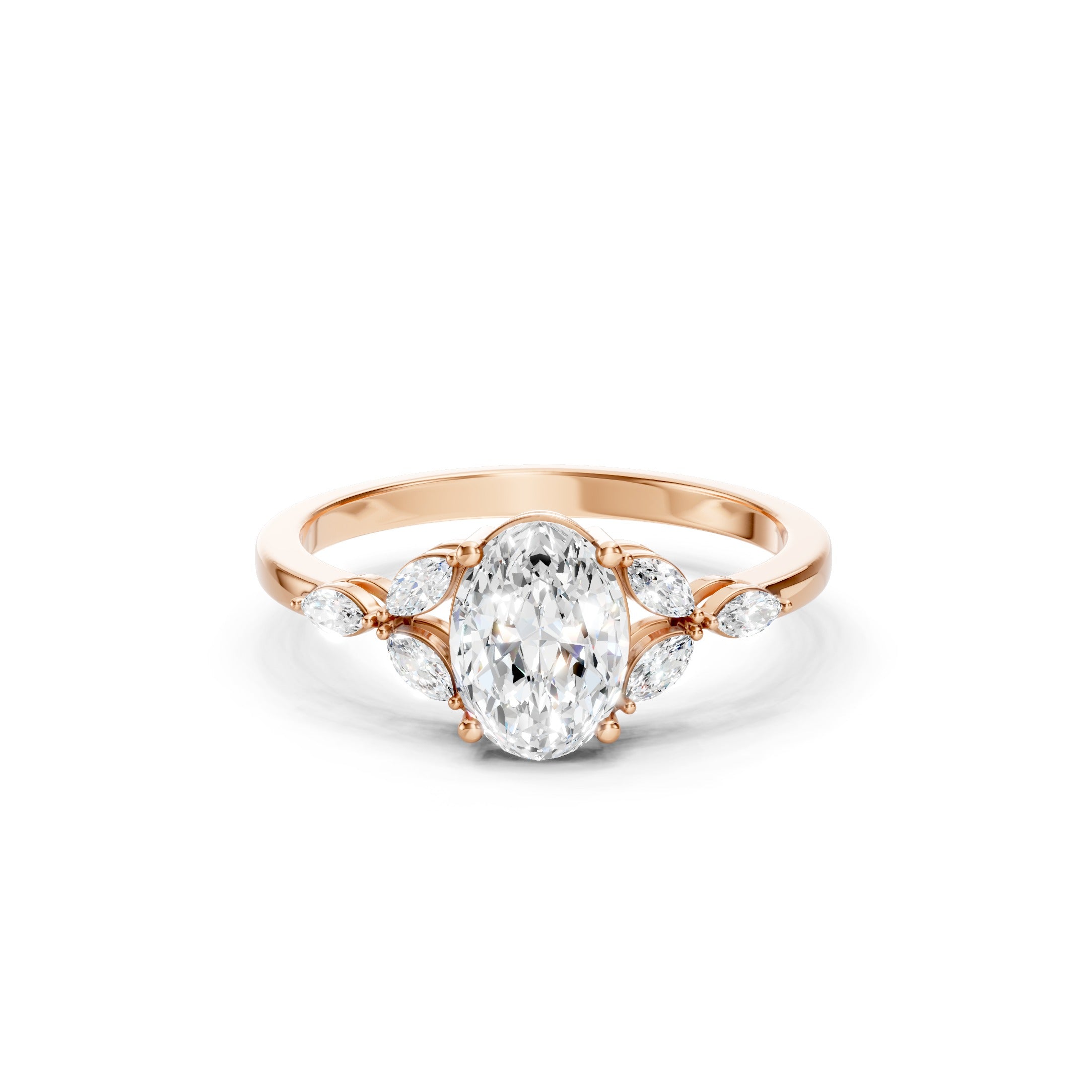 1.20 CT Oval Lab Grown Diamond Engagement Ring, 10K 14K 18K Solid Gold Bridal Ring