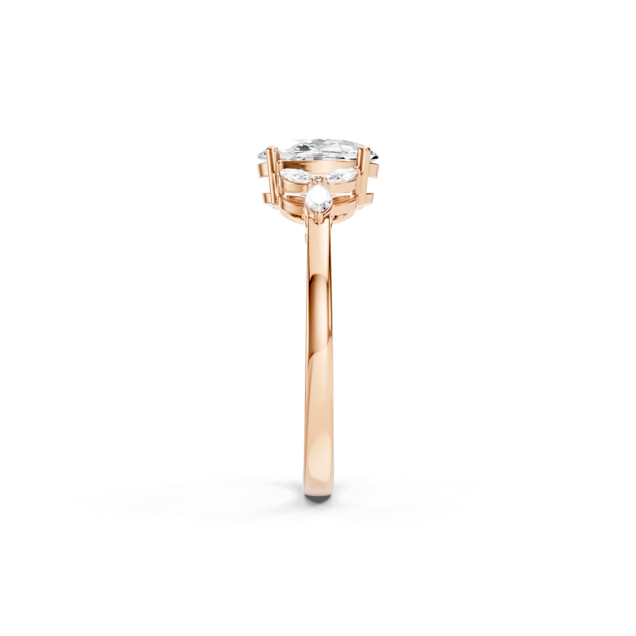1.20 CT Oval Lab Grown Diamond Engagement Ring, 10K 14K 18K Solid Gold Bridal Ring
