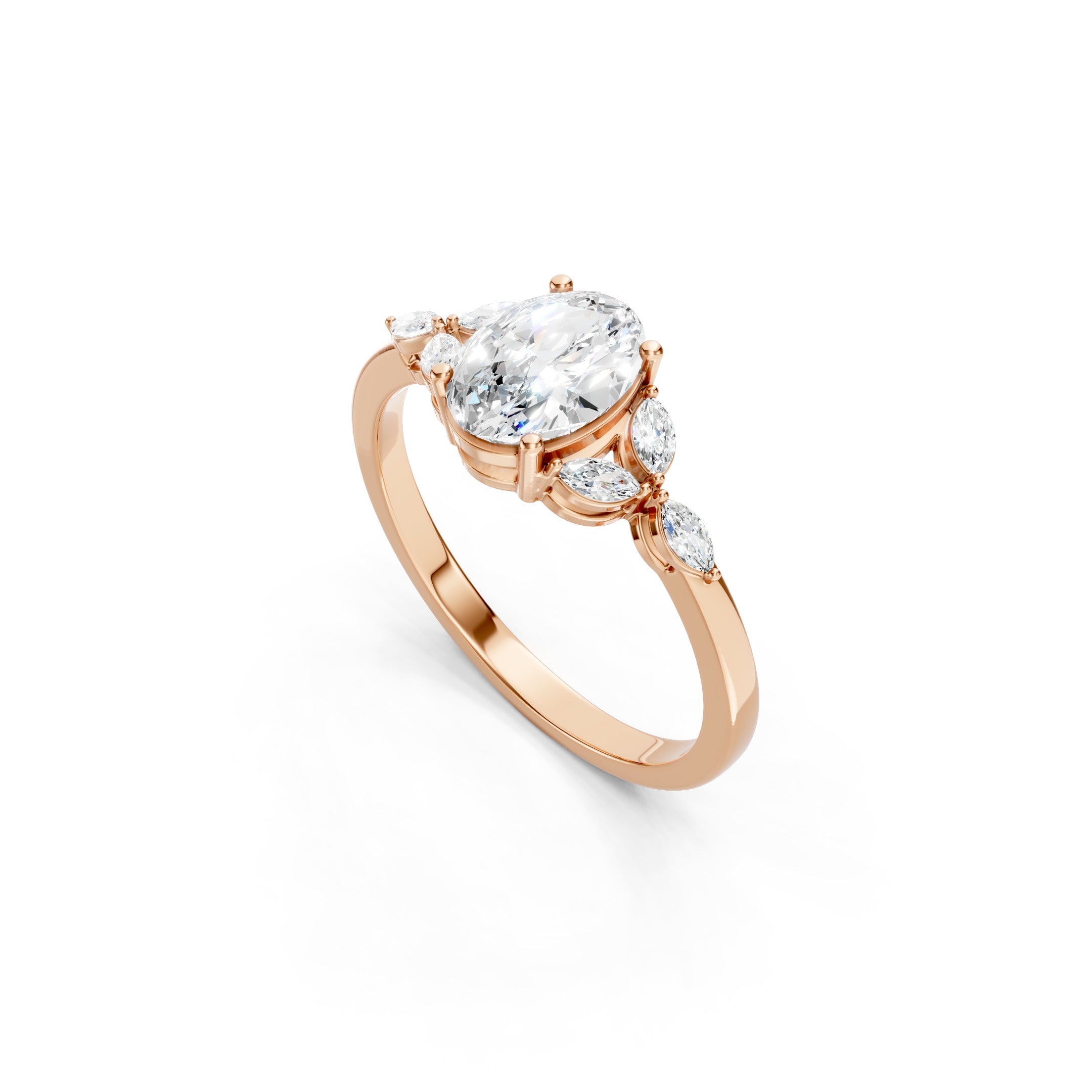1.20 CT Oval Lab Grown Diamond Engagement Ring, 10K 14K 18K Solid Gold Bridal Ring