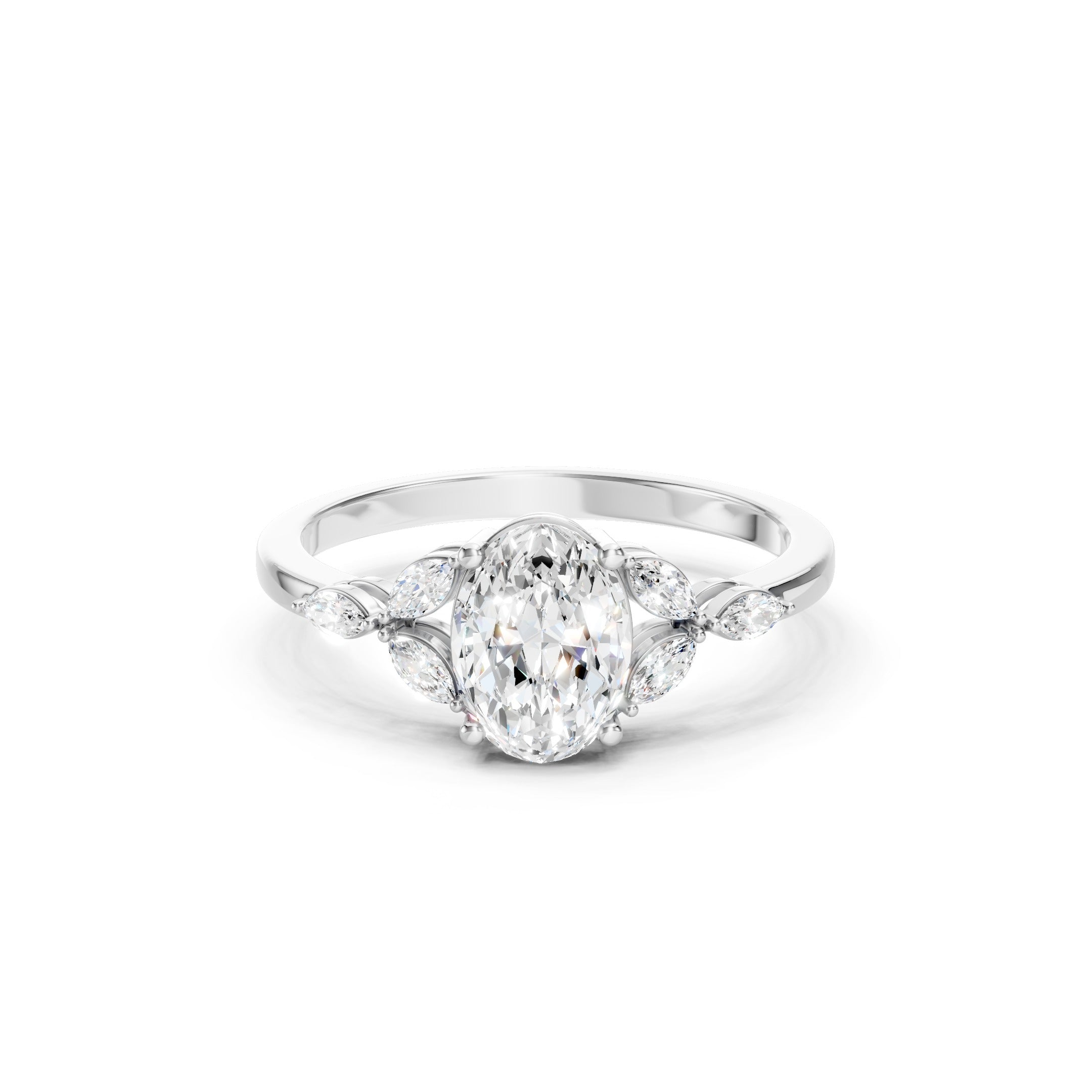 1.20 CT Oval Lab Grown Diamond Engagement Ring, 10K 14K 18K Solid Gold Bridal Ring