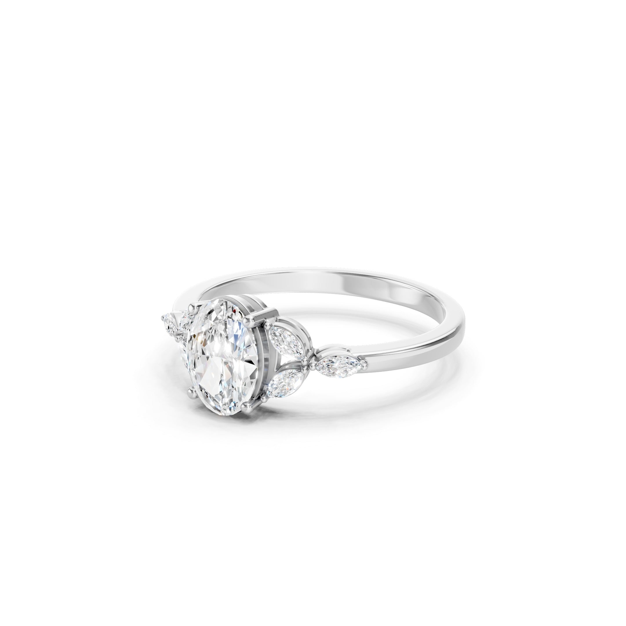 1.20 CT Oval Lab Grown Diamond Engagement Ring, 10K 14K 18K Solid Gold Bridal Ring