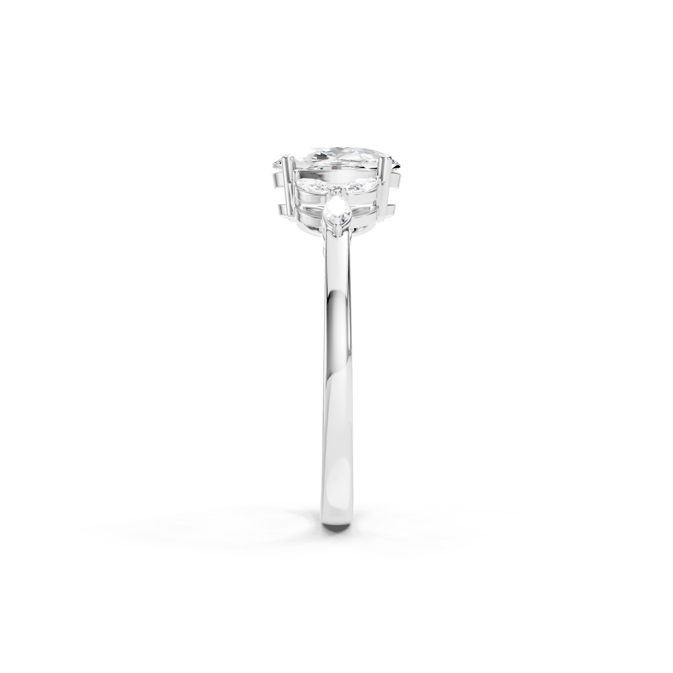 1.20 CT Oval Lab Grown Diamond Engagement Ring, 10K 14K 18K Solid Gold Bridal Ring