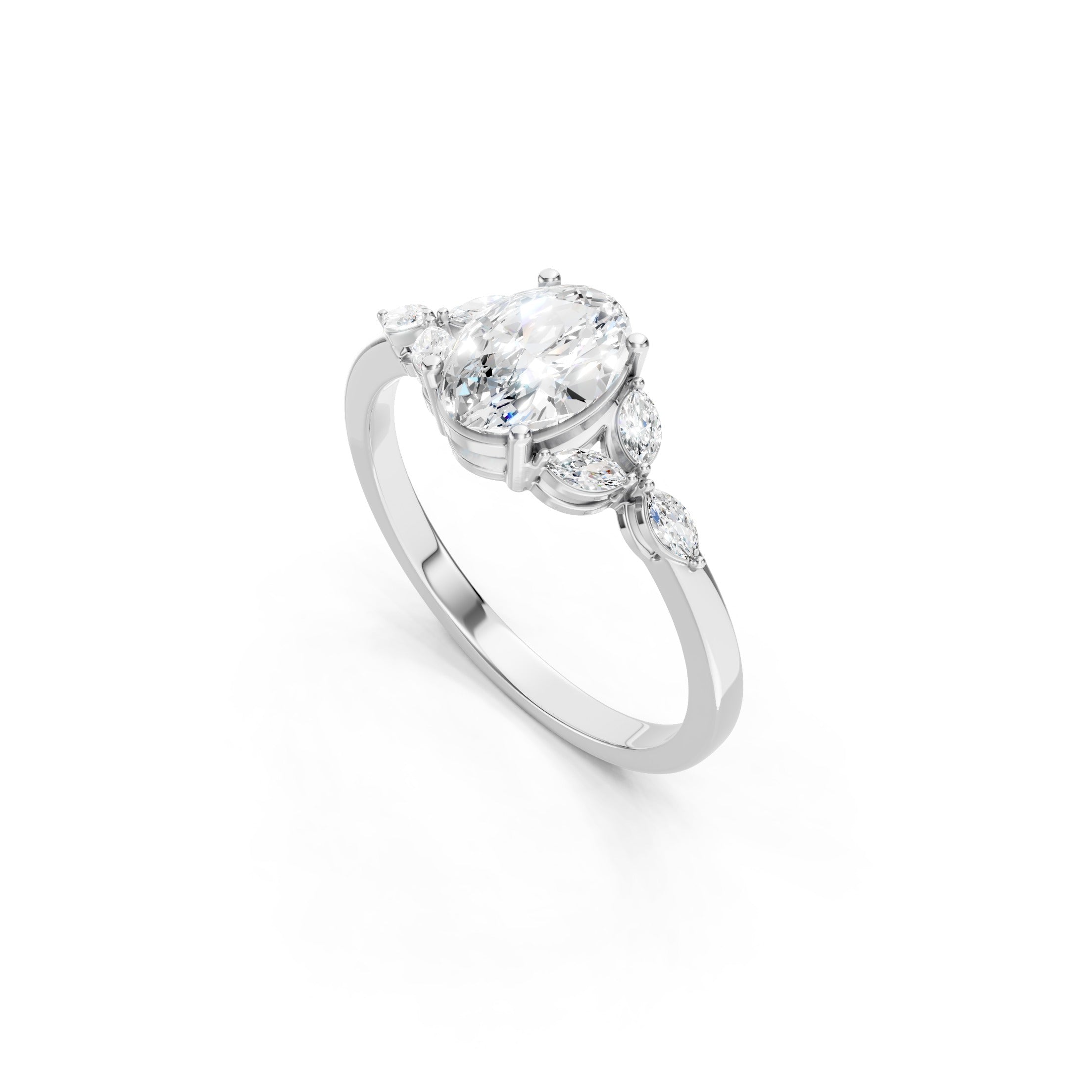1.20 CT Oval Lab Grown Diamond Engagement Ring, 10K 14K 18K Solid Gold Bridal Ring