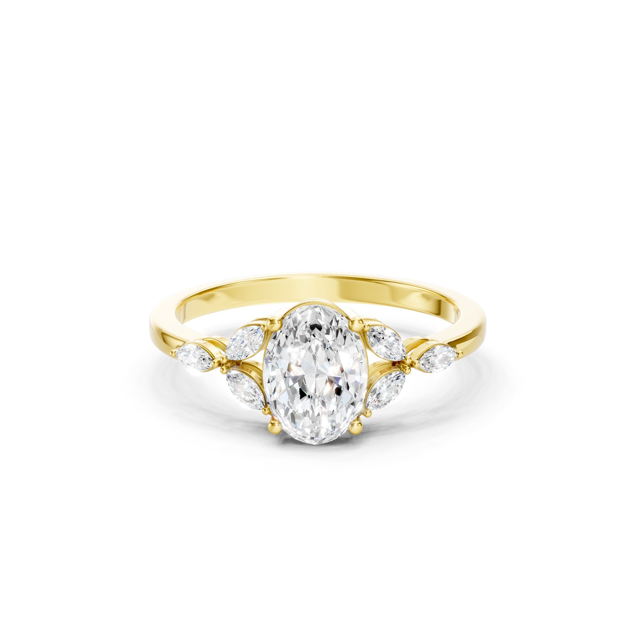 1.20 CT Oval Lab Grown Diamond Engagement Ring, 10K 14K 18K Solid Gold Bridal Ring