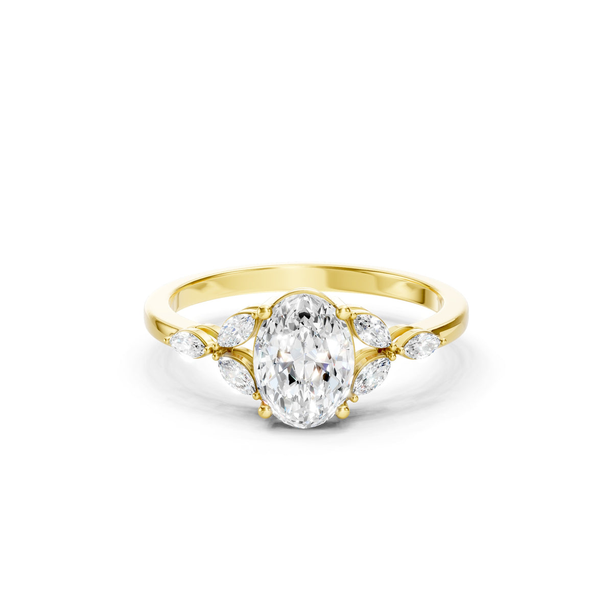 1.20 CT Oval Lab Grown Diamond Engagement Ring, 10K 14K 18K Solid Gold Bridal Ring
