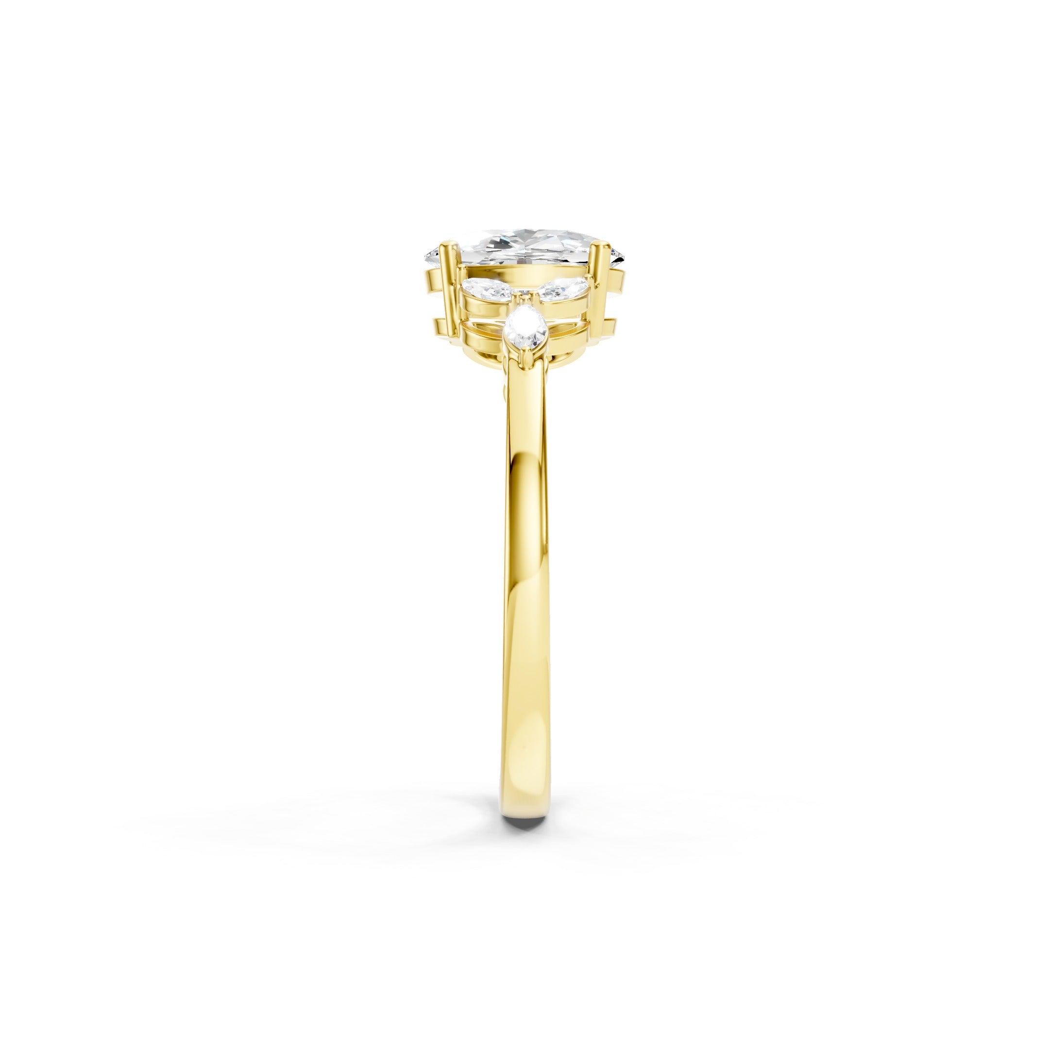 1.20 CT Oval Lab Grown Diamond Engagement Ring, 10K 14K 18K Solid Gold Bridal Ring