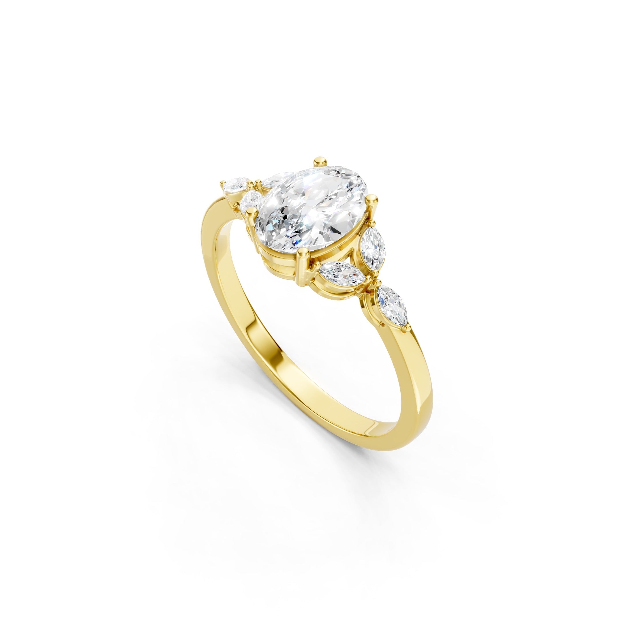 1.20 CT Oval Lab Grown Diamond Engagement Ring, 10K 14K 18K Solid Gold Bridal Ring
