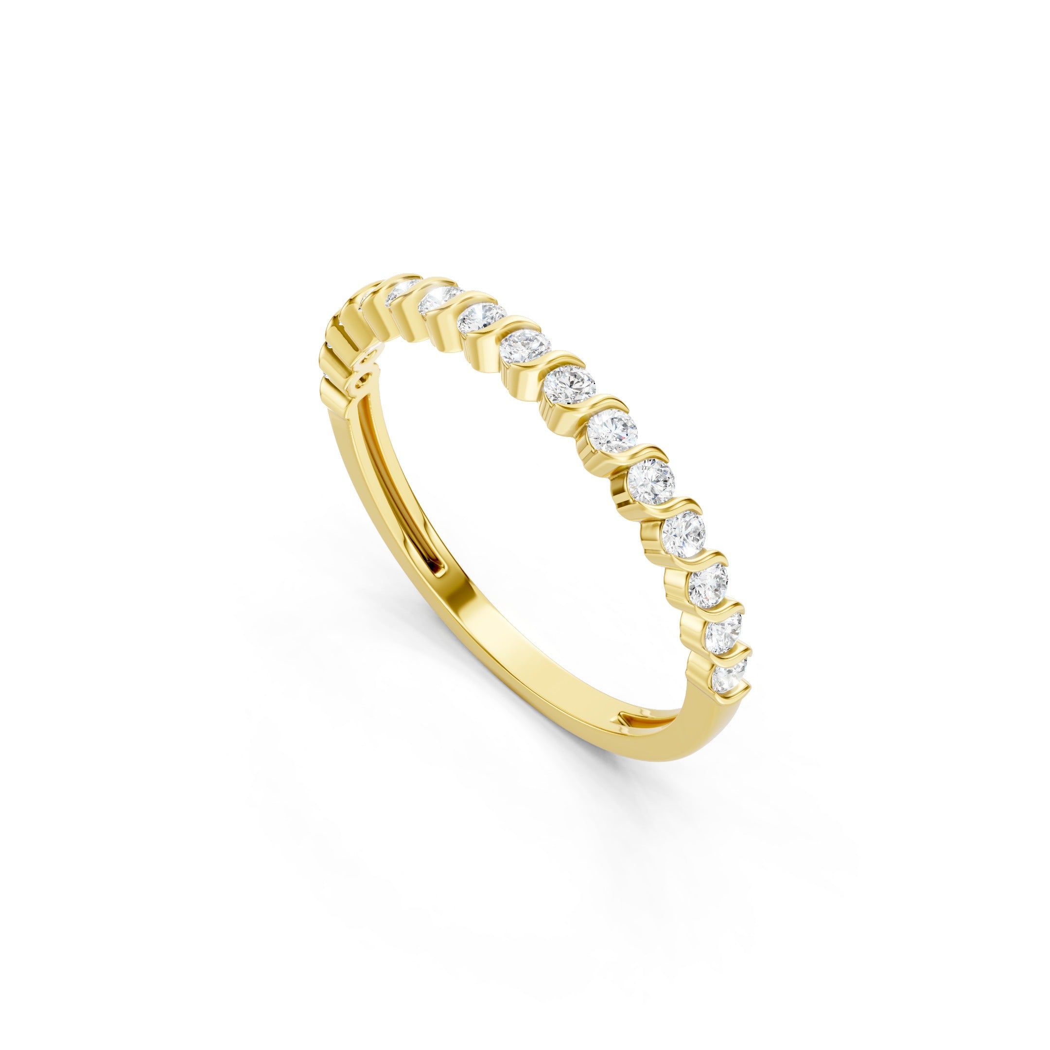 0.50 CT Round Lab Grown Diamond Wedding Band, Solid Gold Stackable Ring