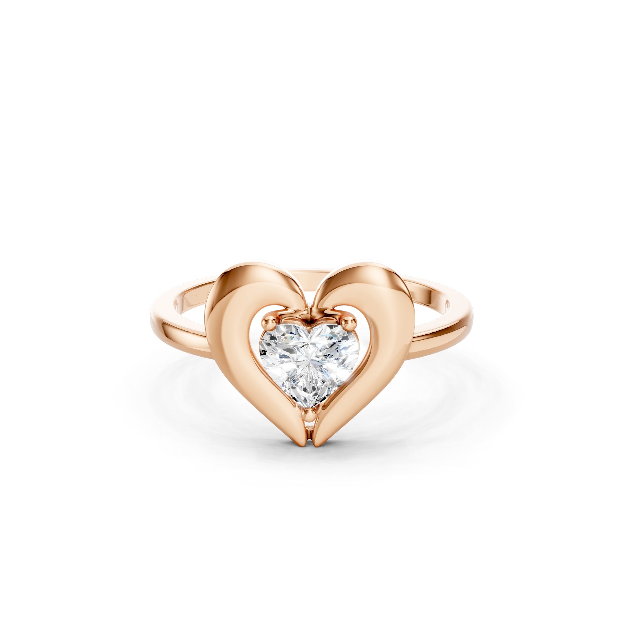 0.53 CT Heart Cut Diamond Engagement Ring, Solid Gold Heart  Promise Ring