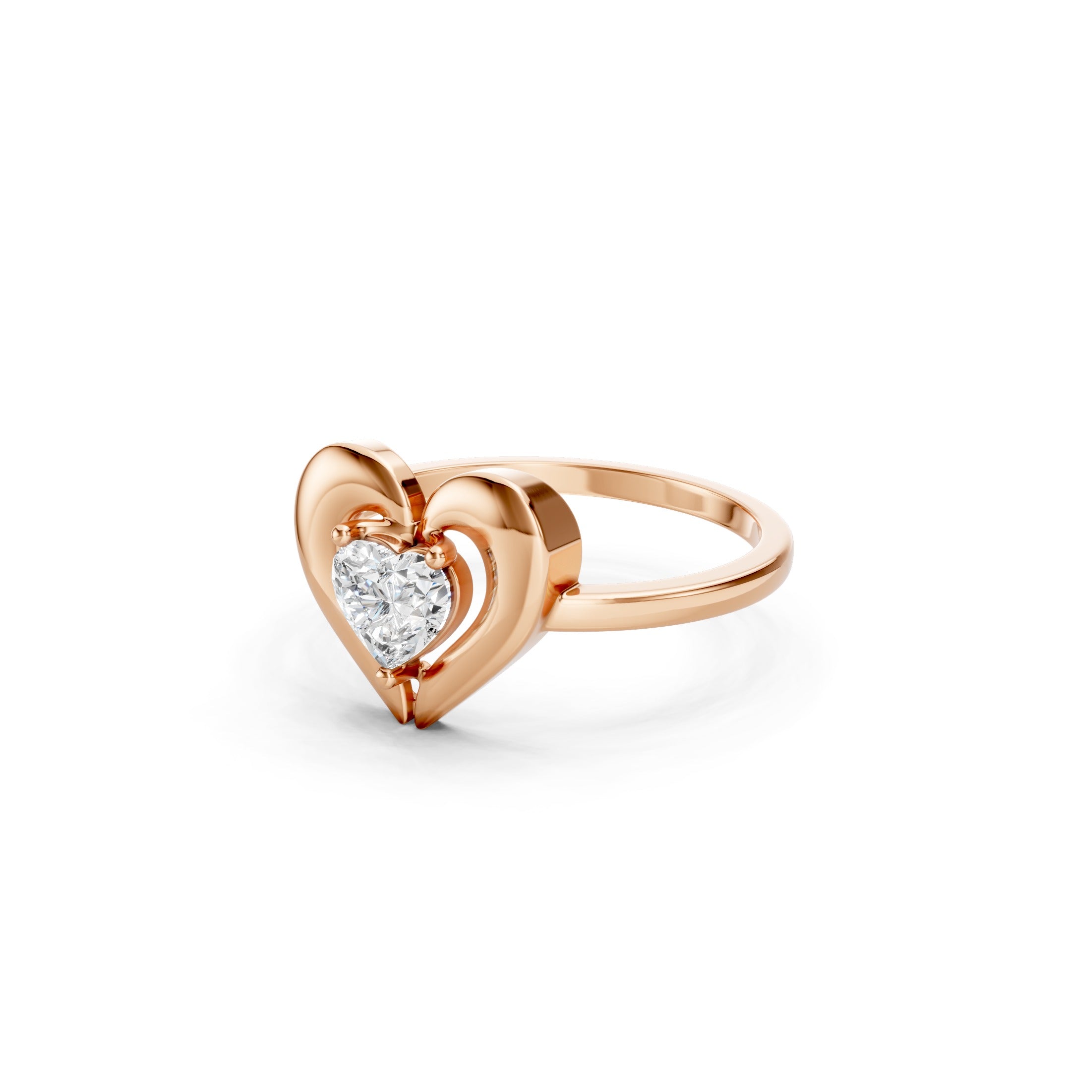 0.53 CT Heart Cut Diamond Engagement Ring, Solid Gold Heart  Promise Ring
