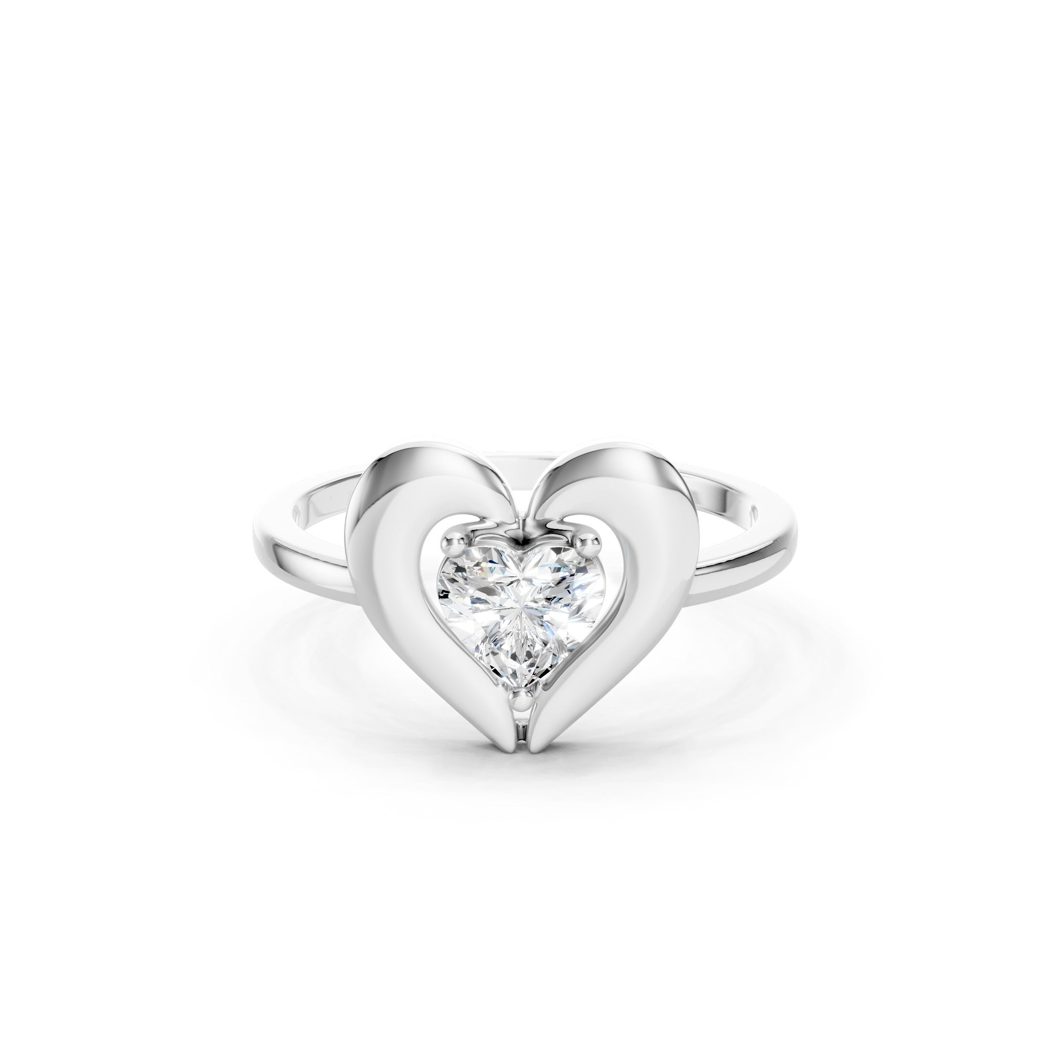 0.53 CT Heart Cut Diamond Engagement Ring, Solid Gold Heart  Promise Ring