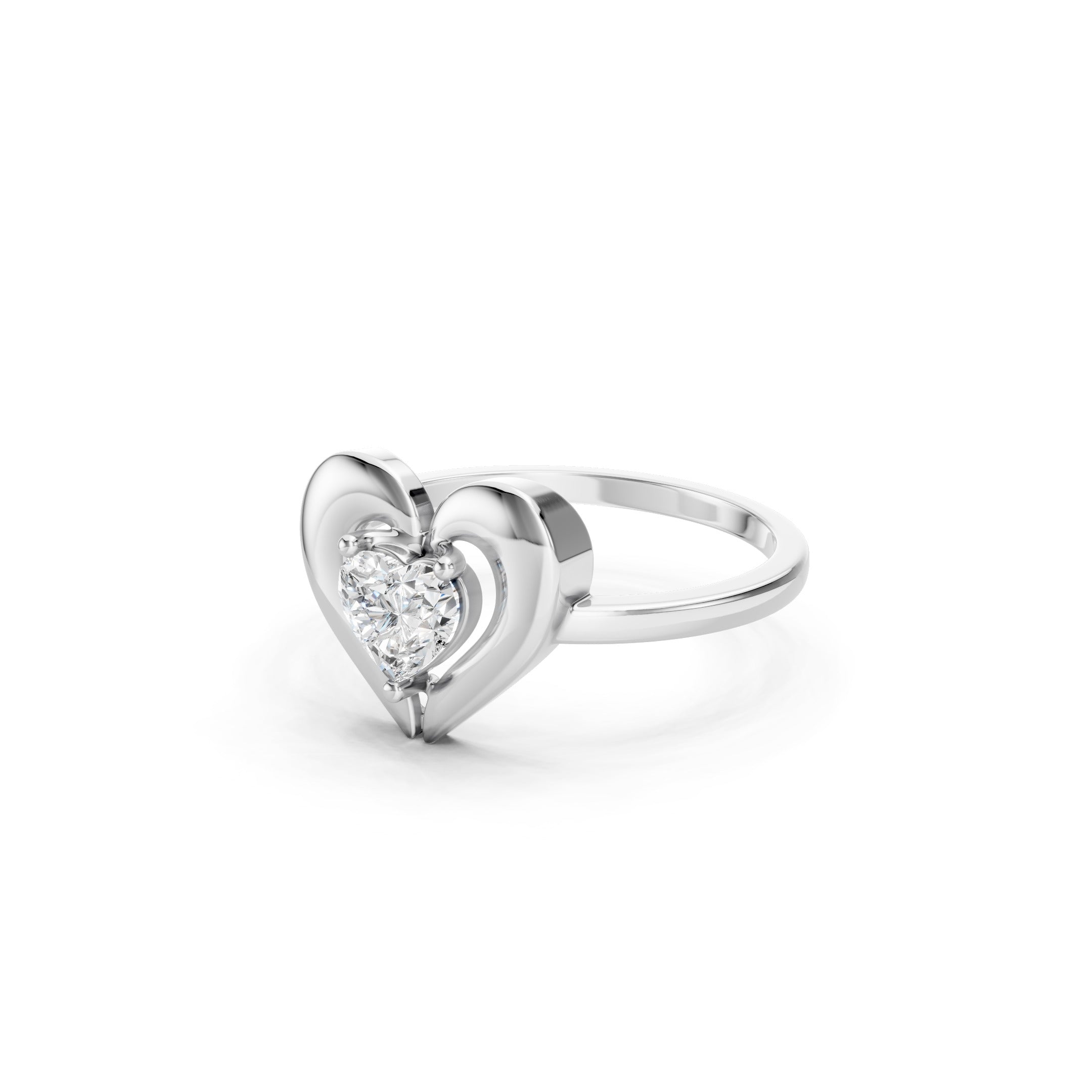 0.53 CT Heart Cut Diamond Engagement Ring, Solid Gold Heart  Promise Ring
