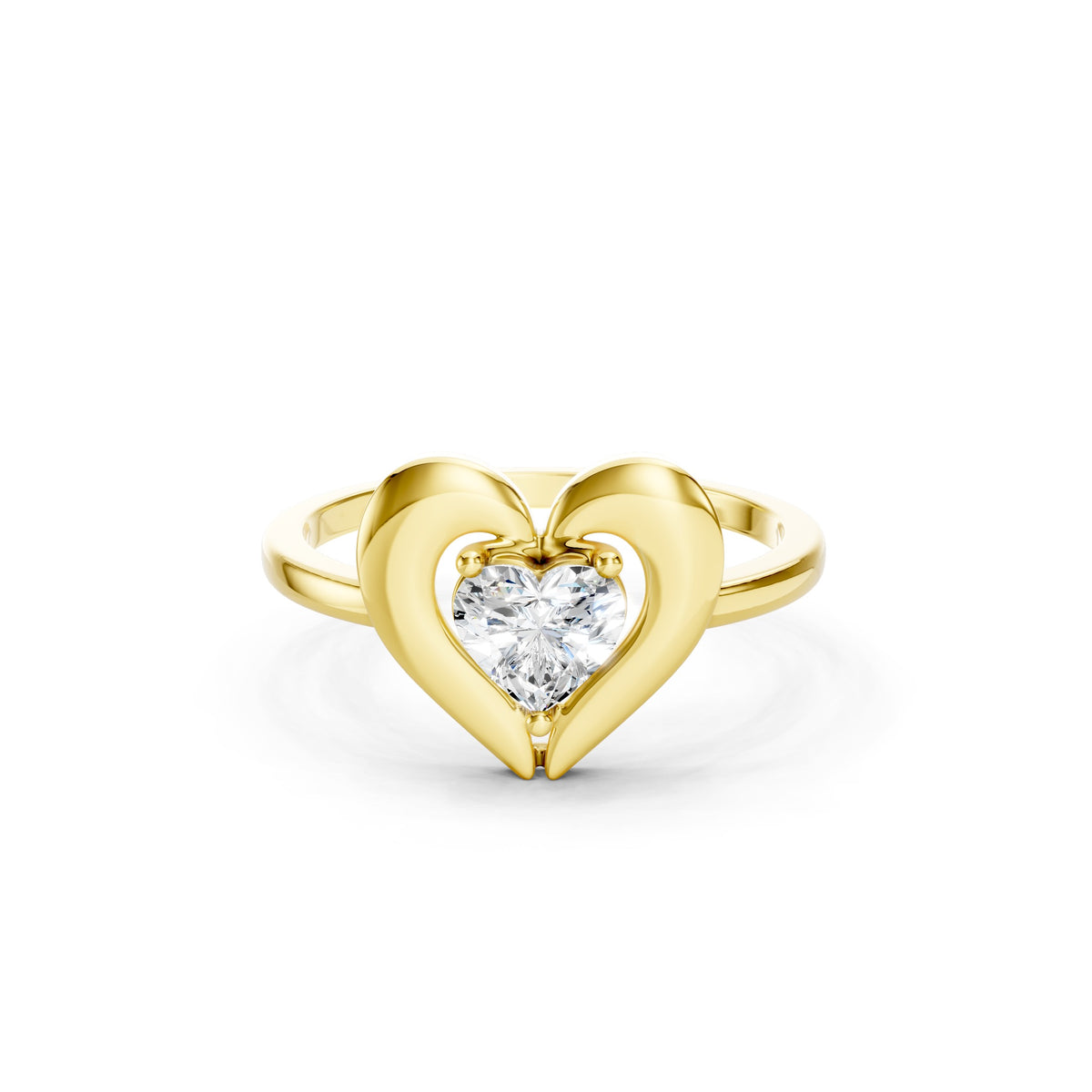 0.53 CT Heart Cut Diamond Engagement Ring, Solid Gold Heart  Promise Ring