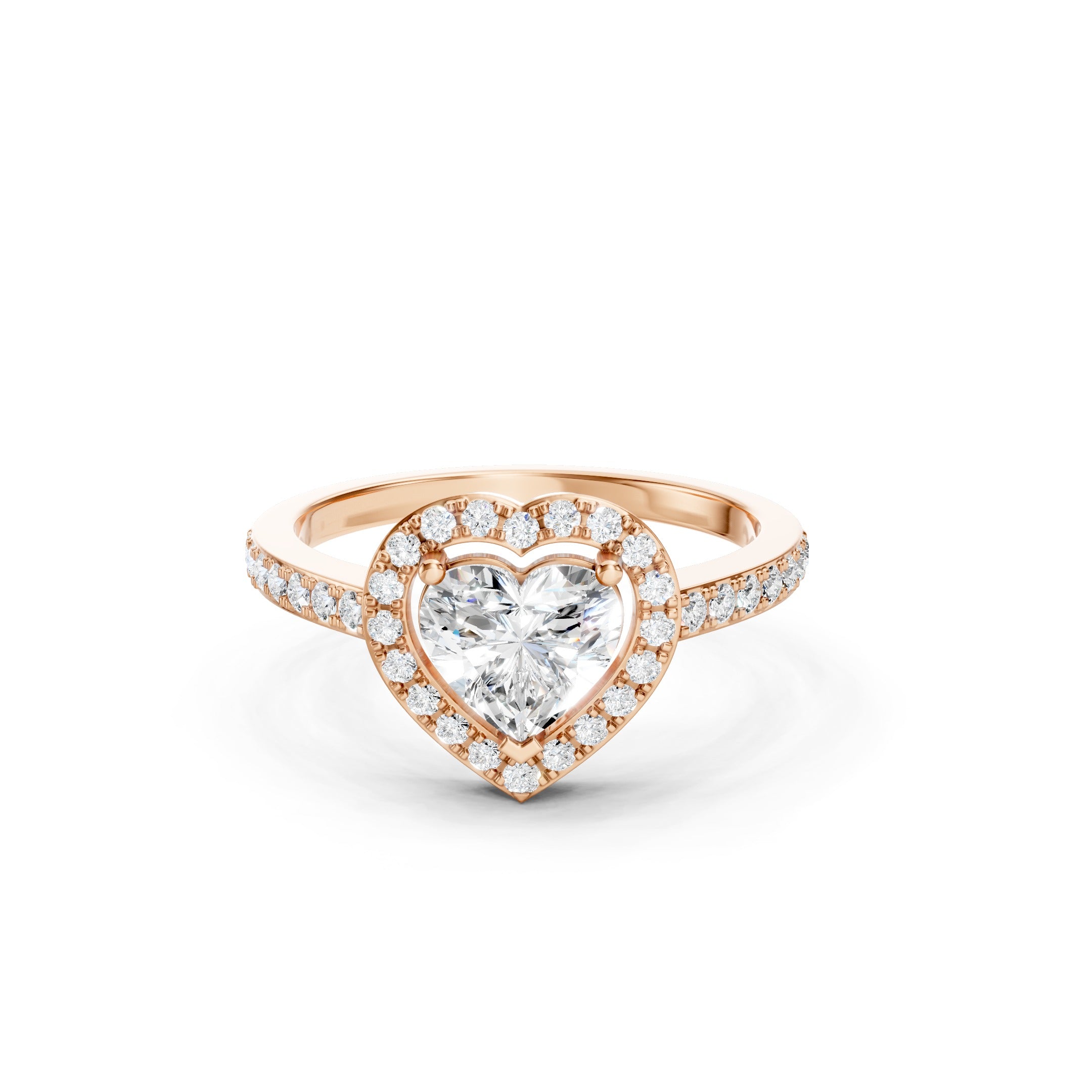 14K Heart Halo Lab Grown Diamond  Engagement Ring  Vintage Wedding Ring
