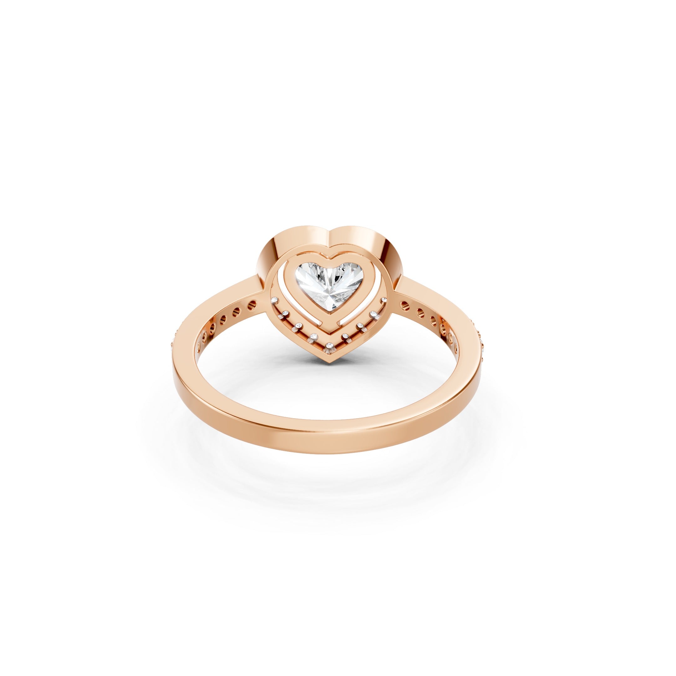 14K Heart Halo Lab Grown Diamond  Engagement Ring  Vintage Wedding Ring