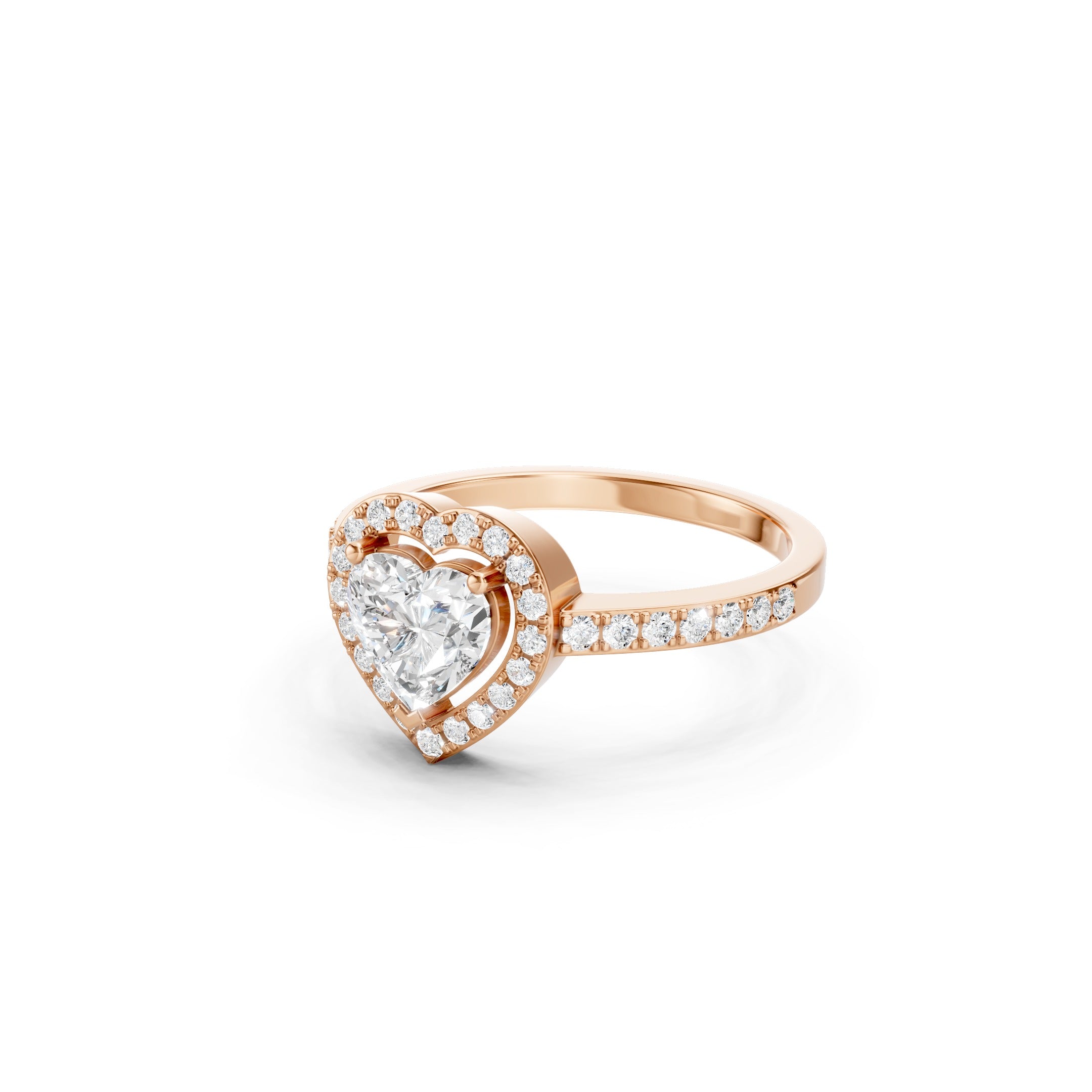 14K Heart Halo Lab Grown Diamond  Engagement Ring  Vintage Wedding Ring