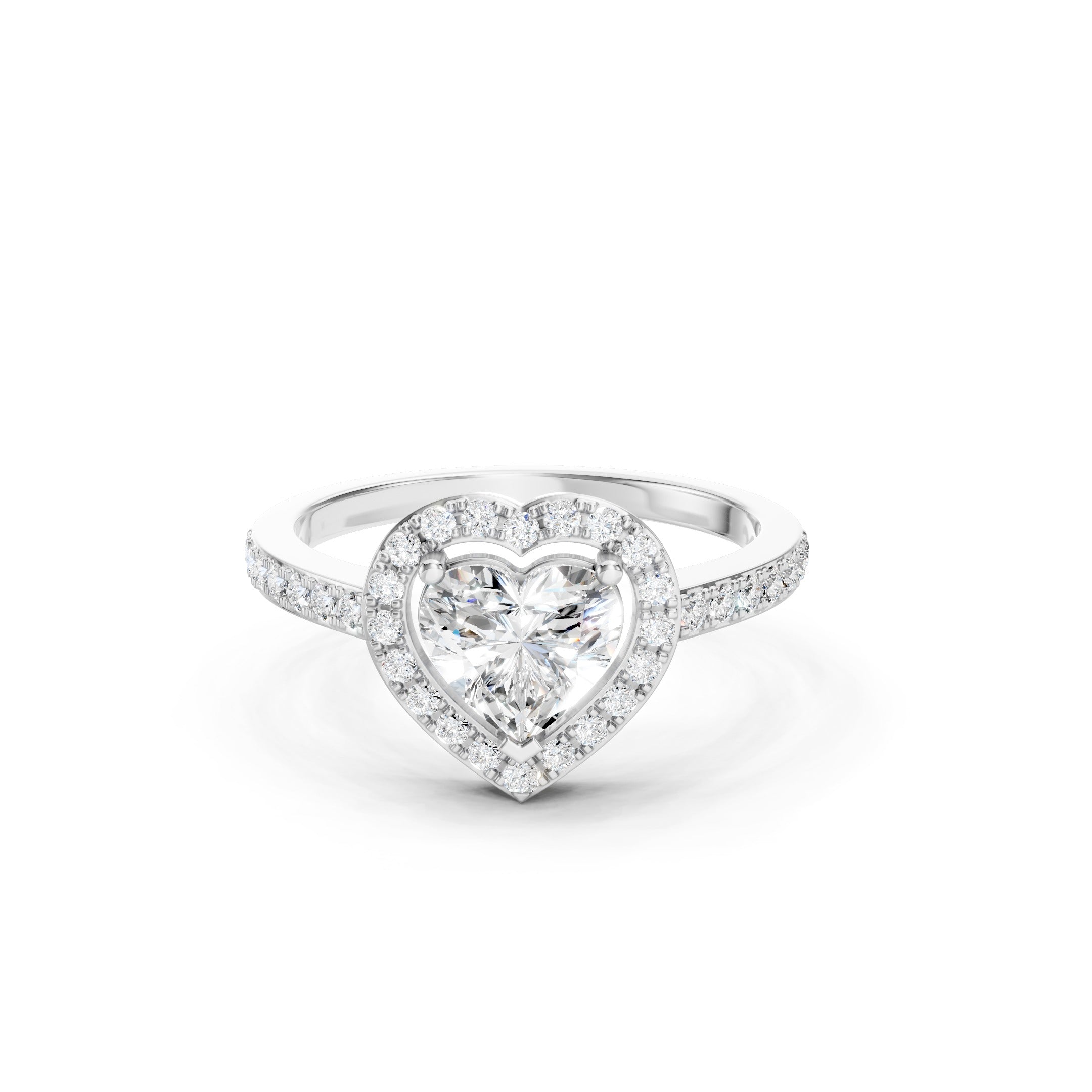14K Heart Halo Lab Grown Diamond  Engagement Ring  Vintage Wedding Ring