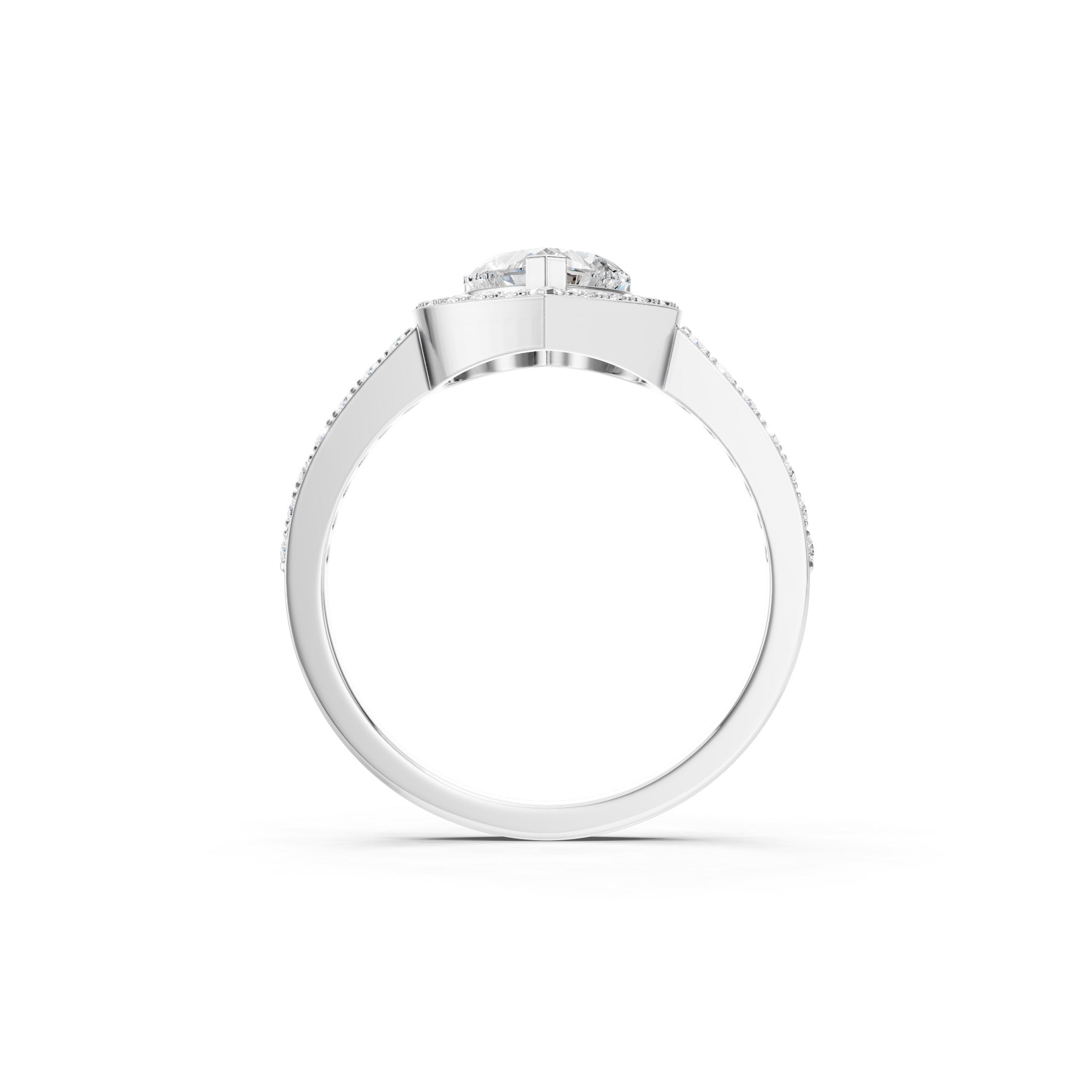 14K Heart Halo Lab Grown Diamond  Engagement Ring  Vintage Wedding Ring