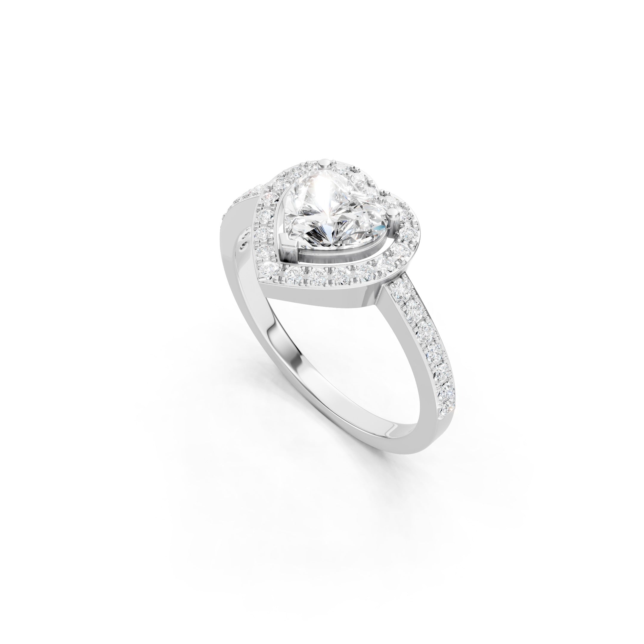 14K Heart Halo Lab Grown Diamond  Engagement Ring  Vintage Wedding Ring