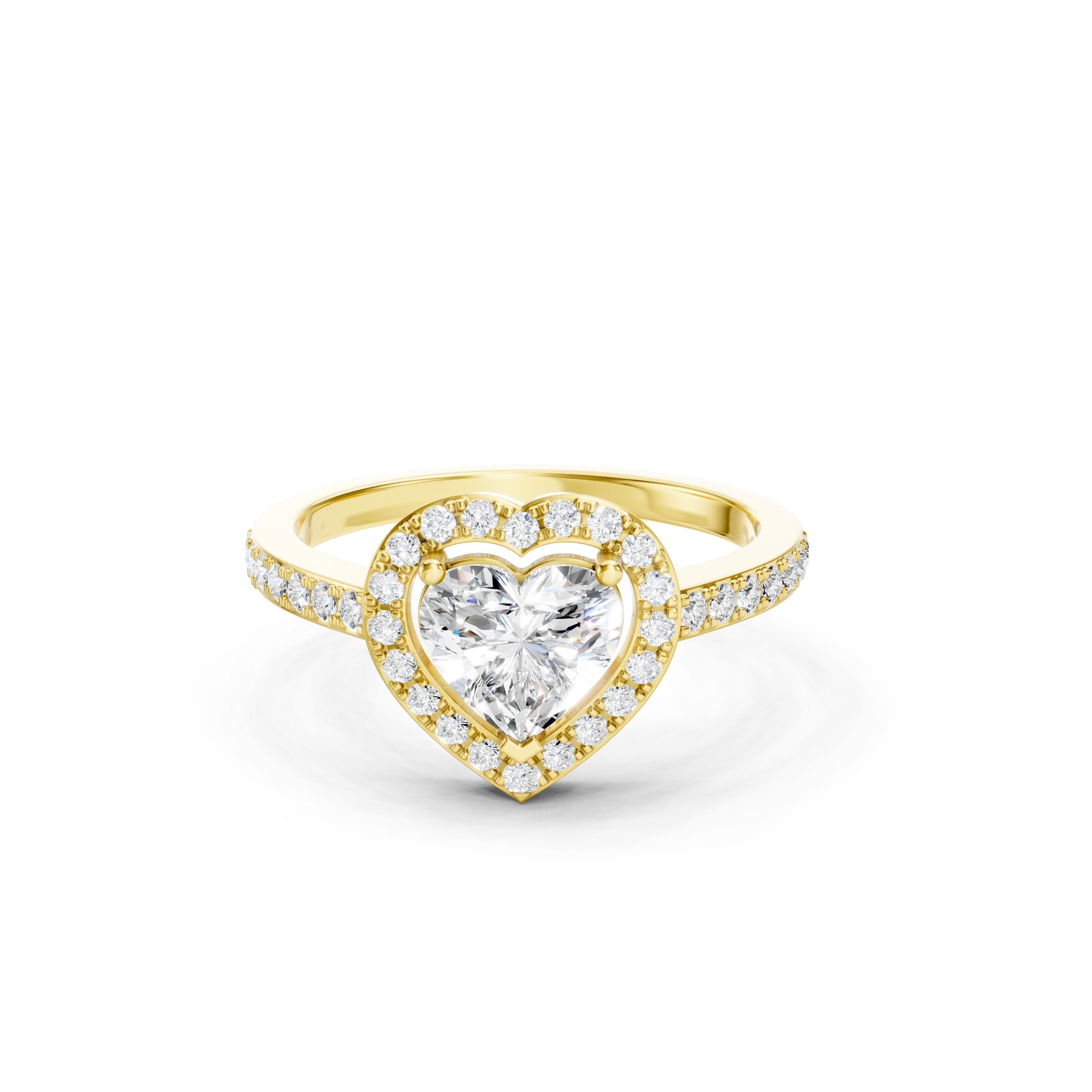 14K Heart Halo Lab Grown Diamond  Engagement Ring  Vintage Wedding Ring