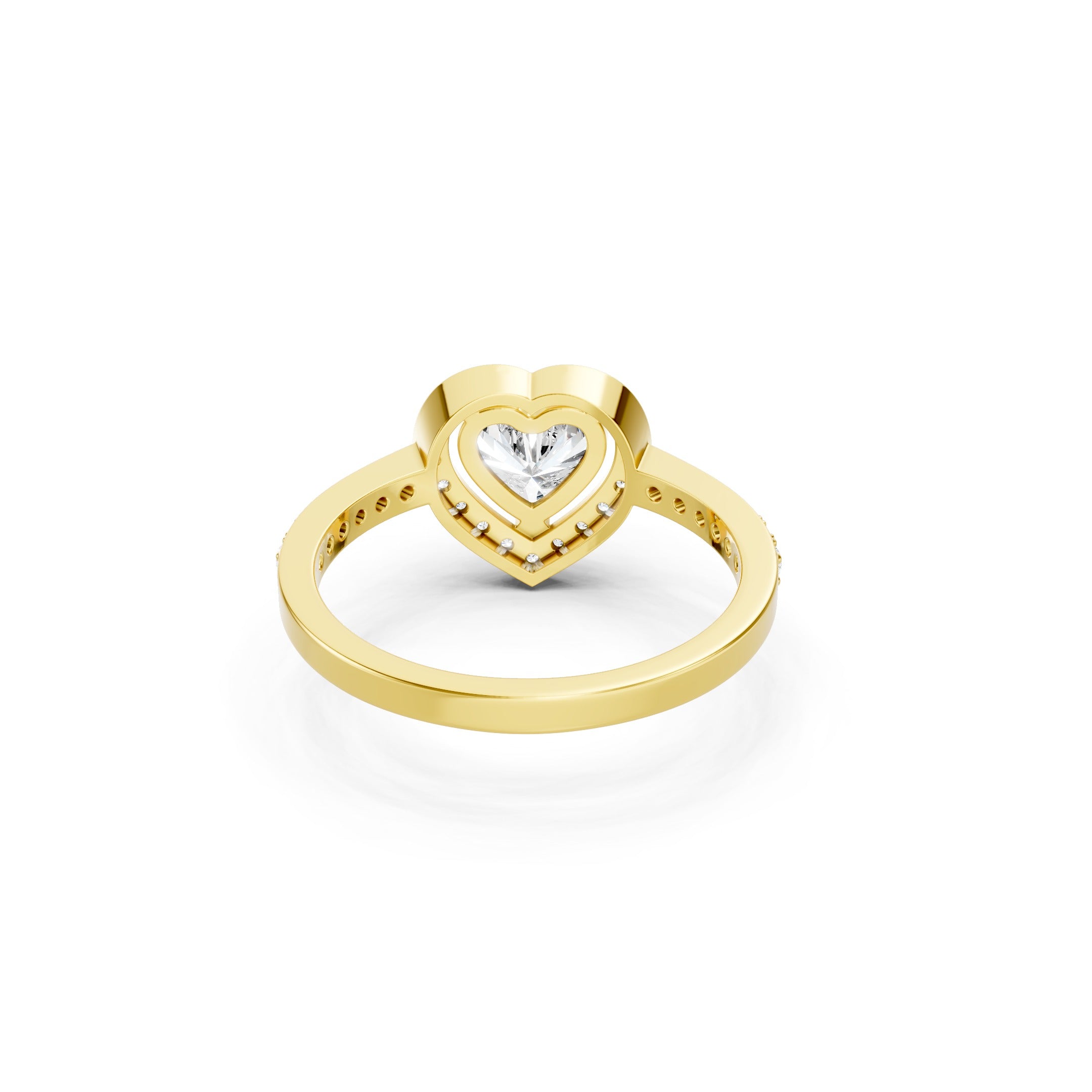 14K Heart Halo Lab Grown Diamond  Engagement Ring  Vintage Wedding Ring