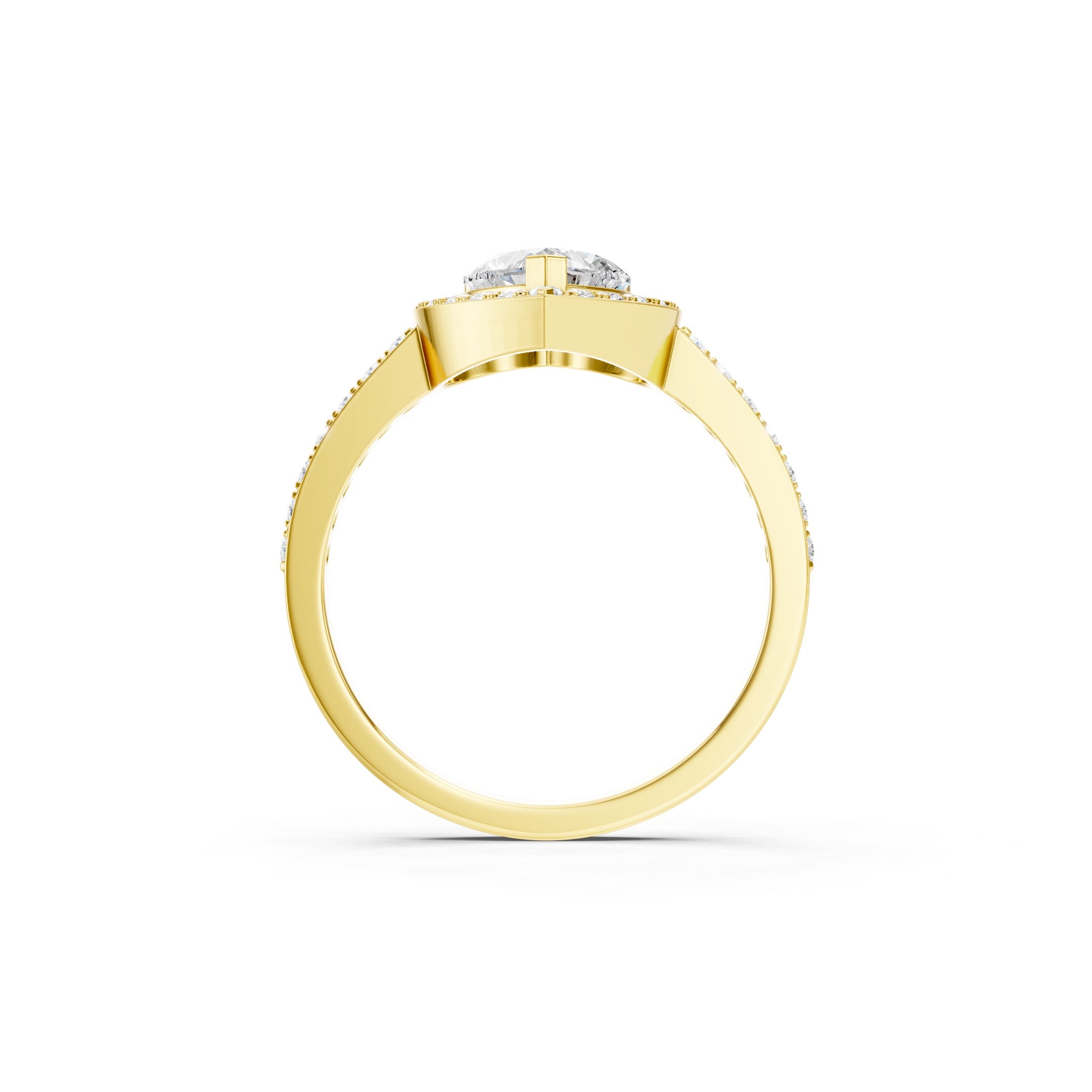 14K Heart Halo Lab Grown Diamond  Engagement Ring  Vintage Wedding Ring