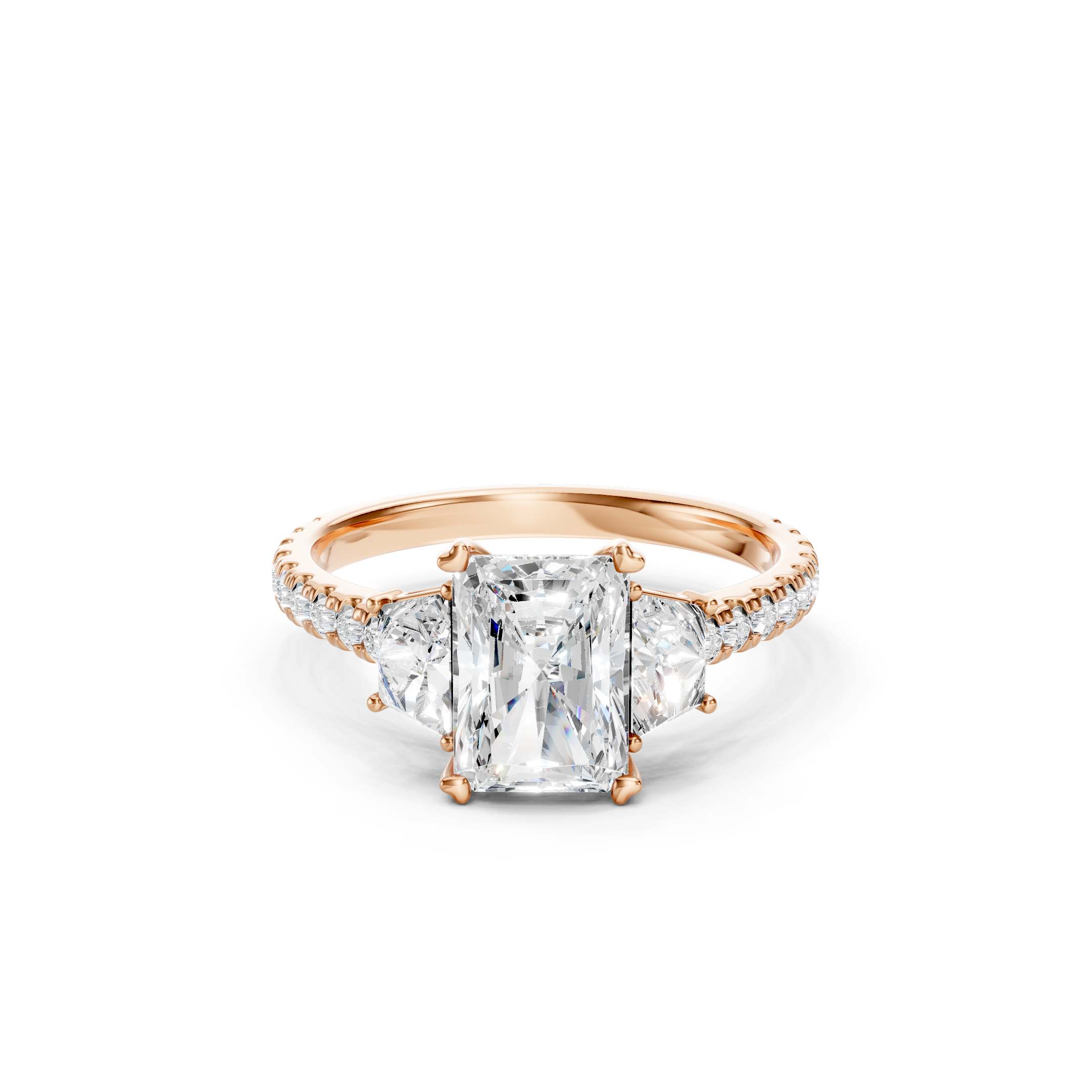 2.50 CT Radiant Cut Lab Grown Diamond Engagement Ring Three Stone Diamond Ring