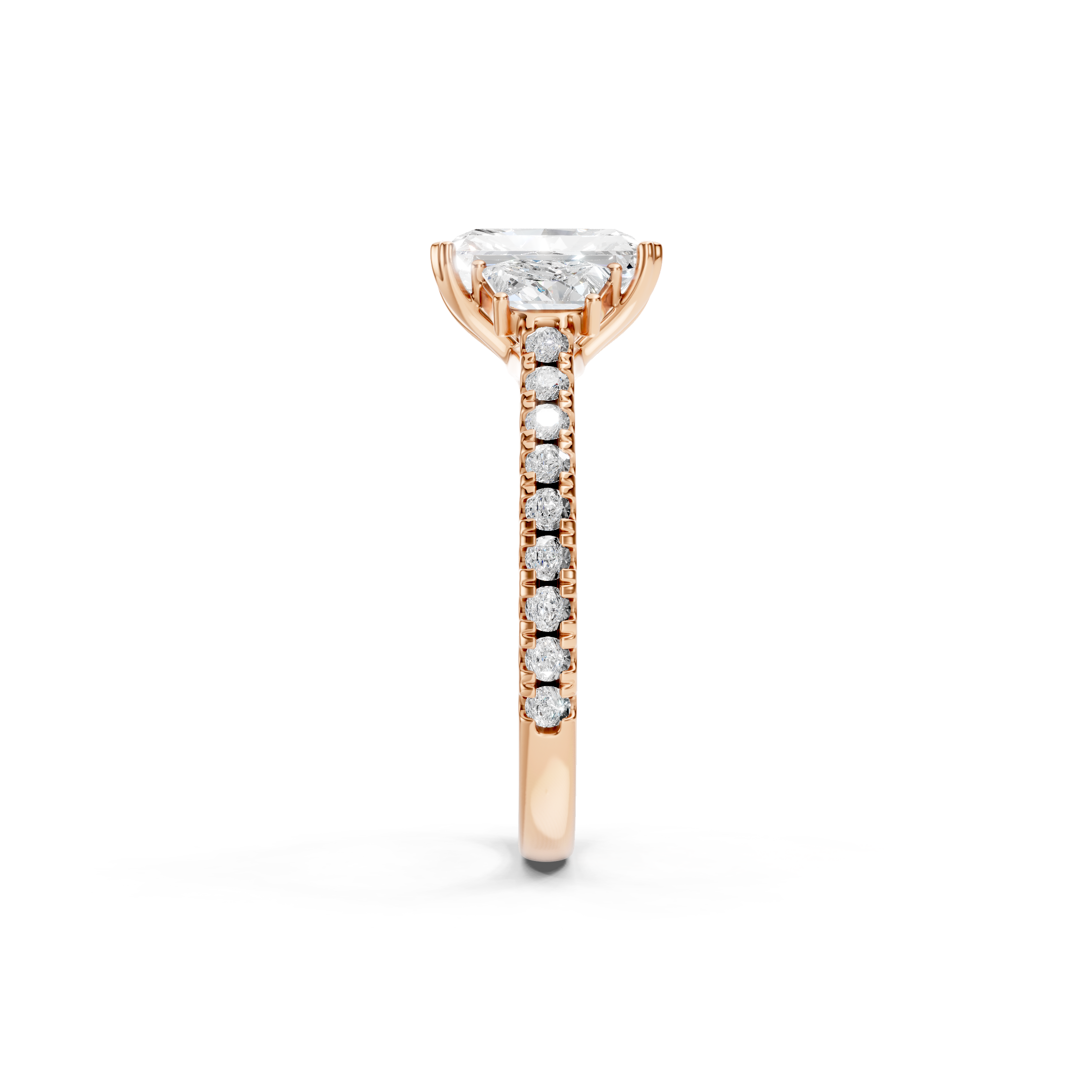 2.50 CT Radiant Cut Lab Grown Diamond Engagement Ring Three Stone Diamond Ring