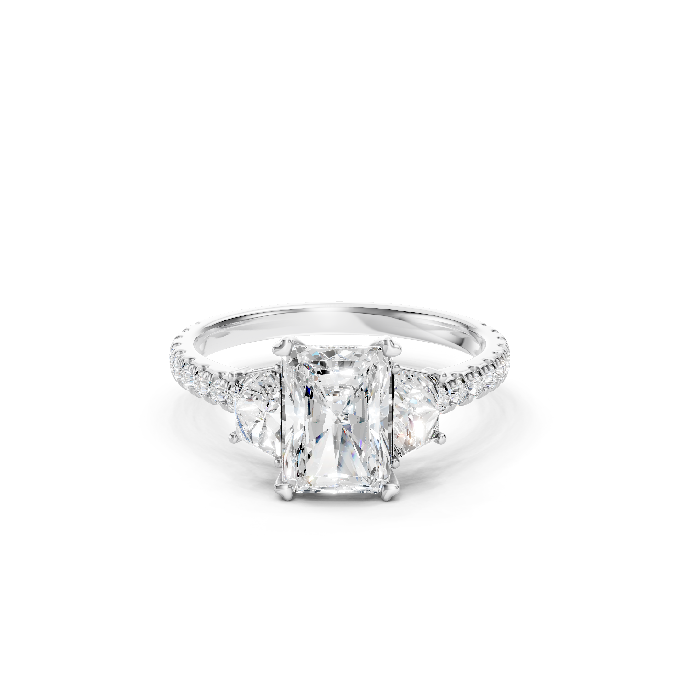 2.50 CT Radiant Cut Lab Grown Diamond Engagement Ring Three Stone Diamond Ring