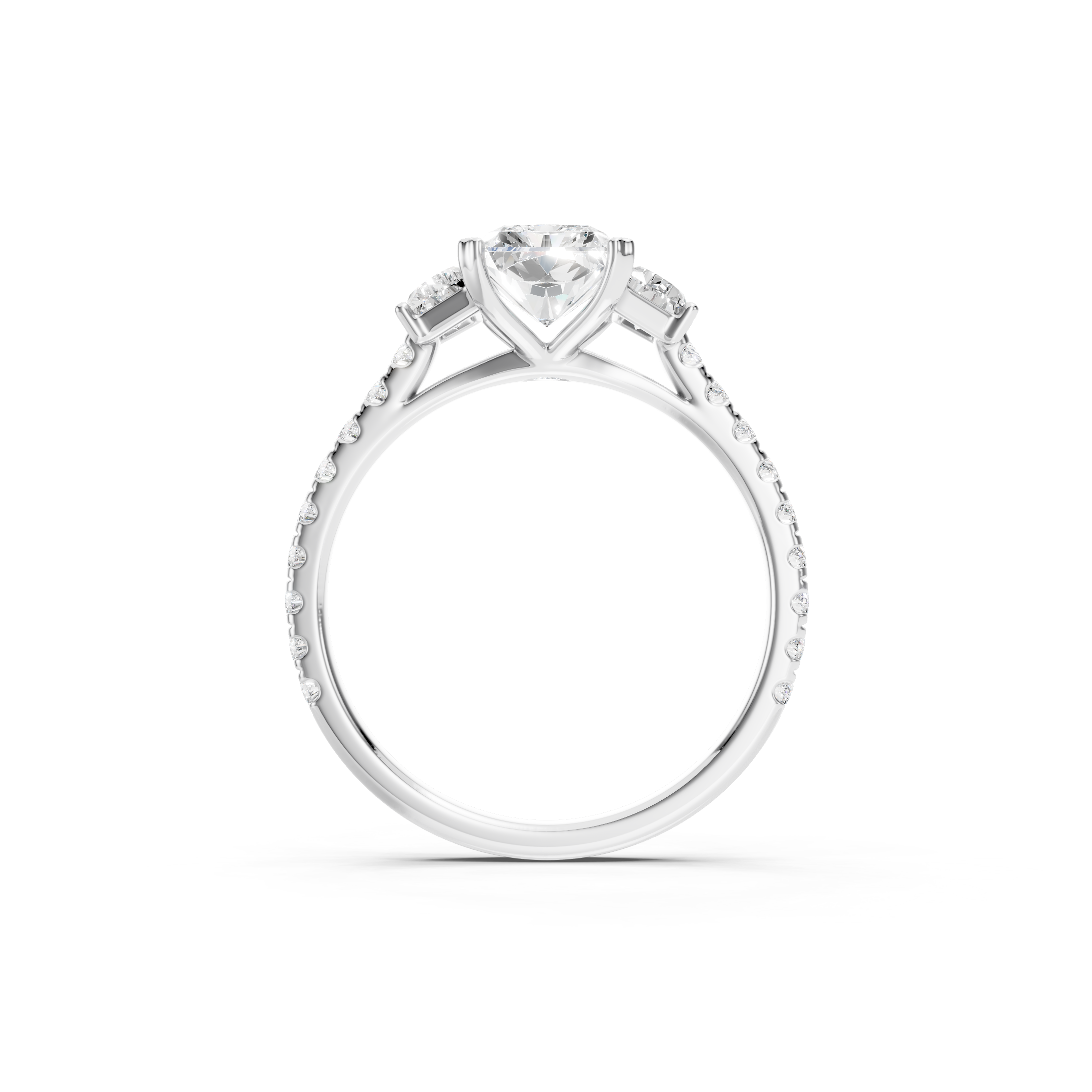 2.50 CT Radiant Cut Lab Grown Diamond Engagement Ring Three Stone Diamond Ring