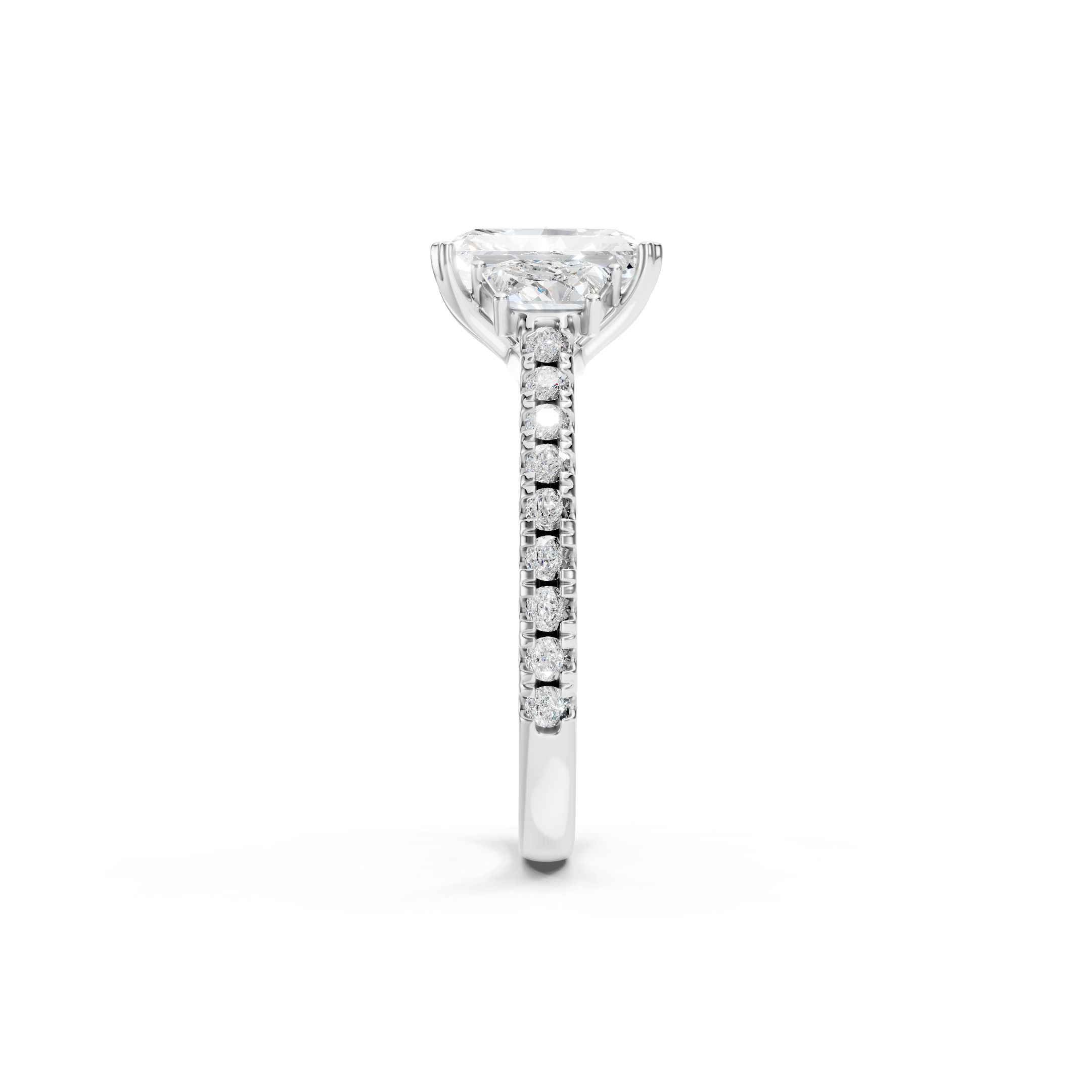 2.50 CT Radiant Cut Lab Grown Diamond Engagement Ring Three Stone Diamond Ring