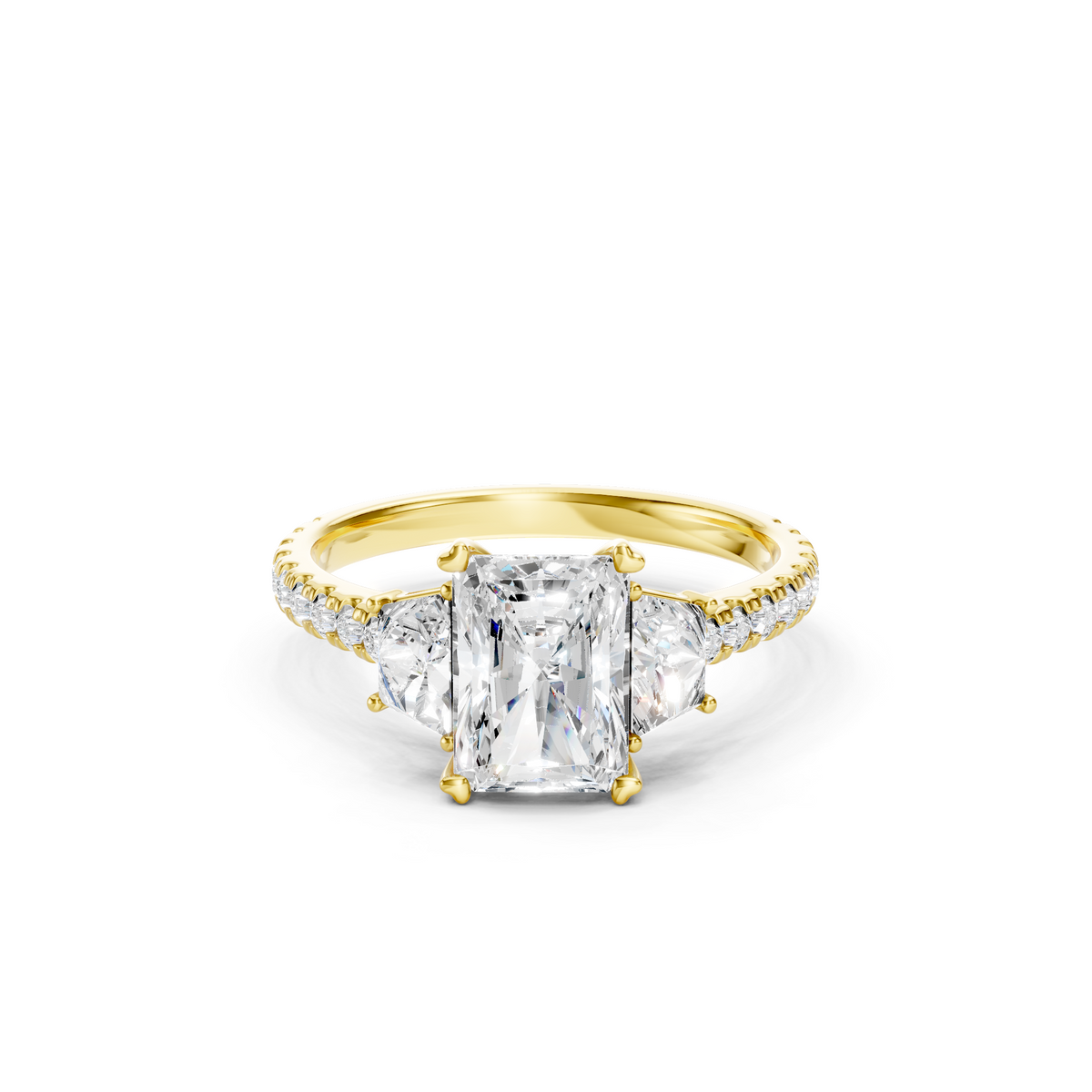 2.50 CT Radiant Cut Lab Grown Diamond Engagement Ring Three Stone Diamond Ring