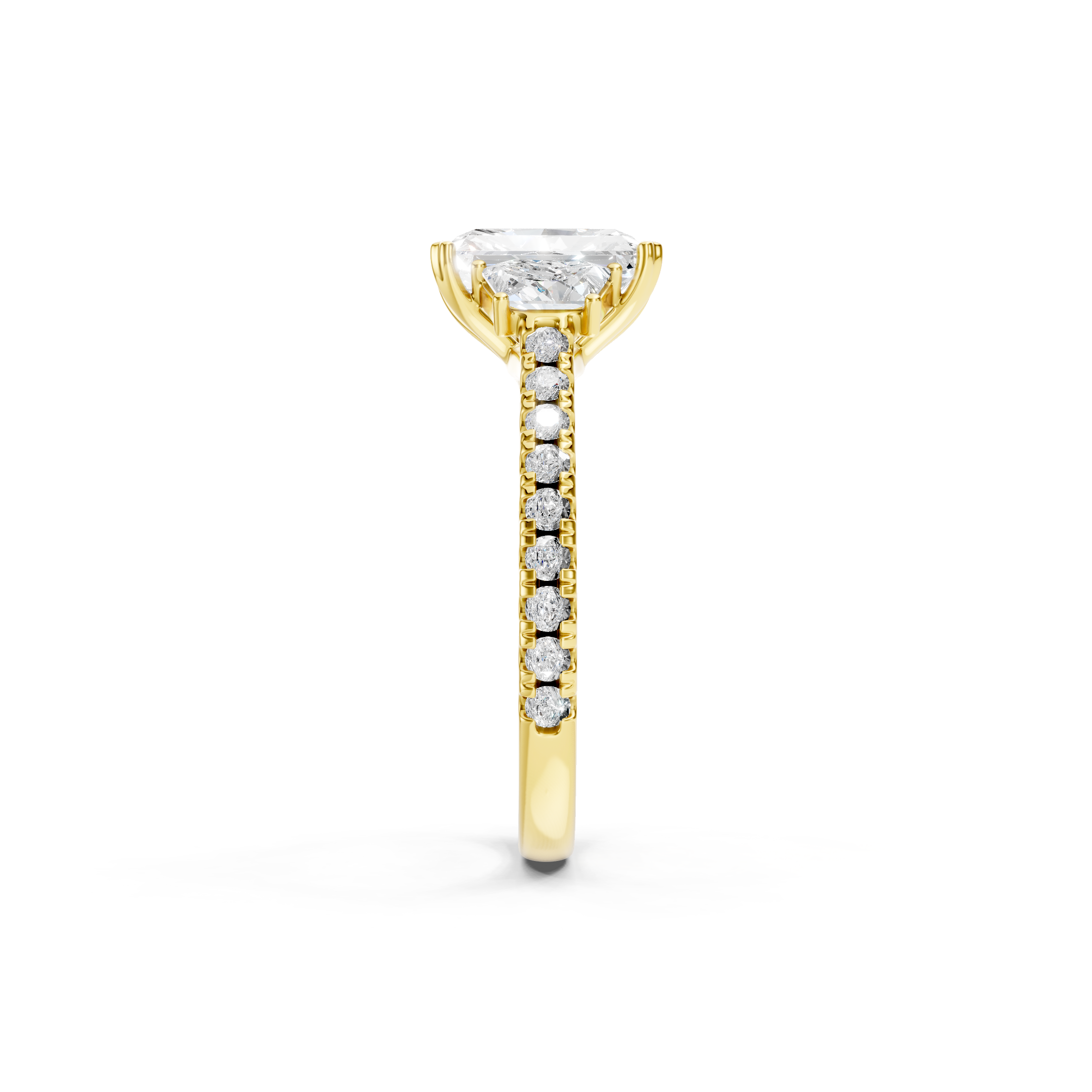 2.50 CT Radiant Cut Lab Grown Diamond Engagement Ring Three Stone Diamond Ring