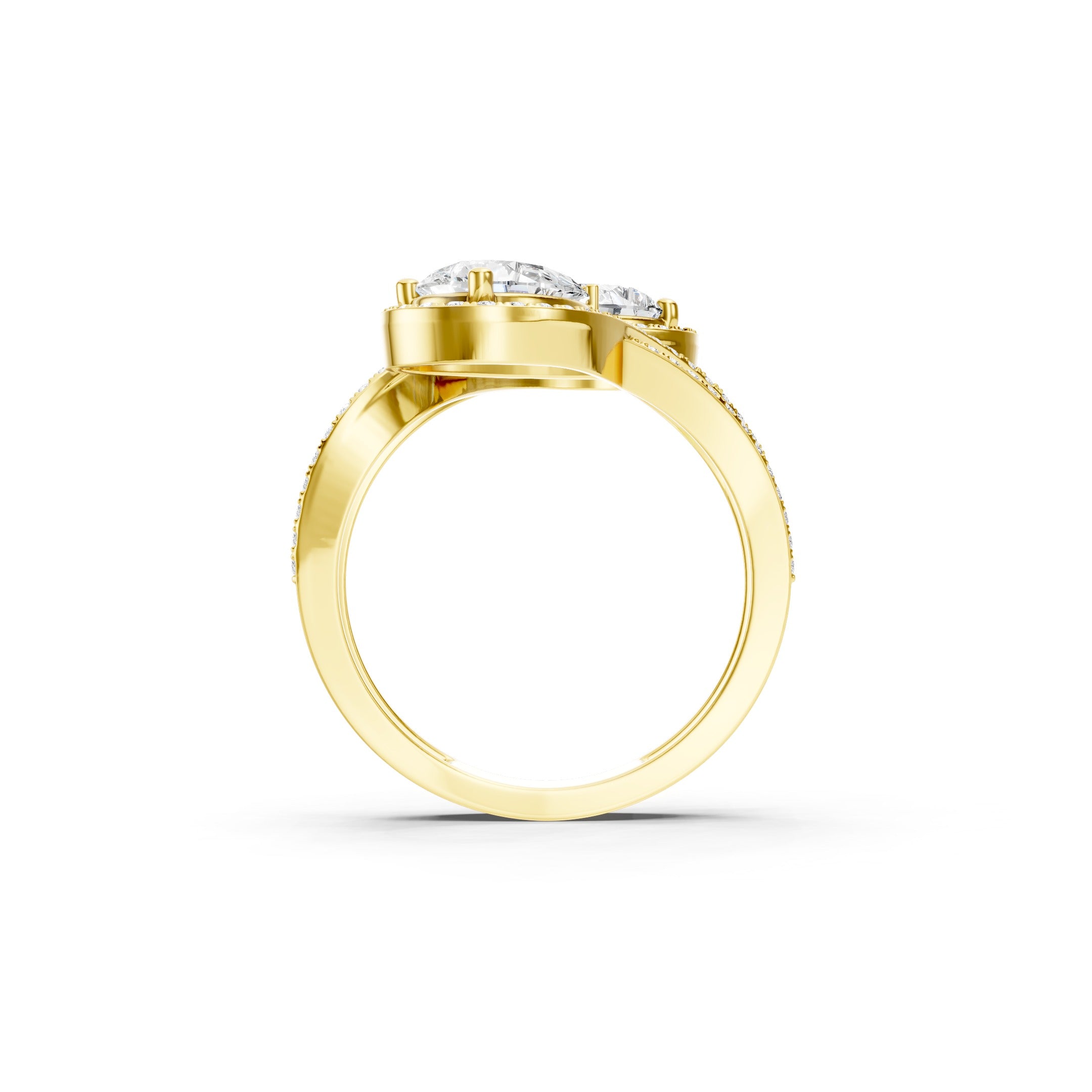 2.50 CT Pear Cut Lab Grown Diamond Toi et Moi Ring, 10K 14K 18K Gold Luxury Bridal Ring