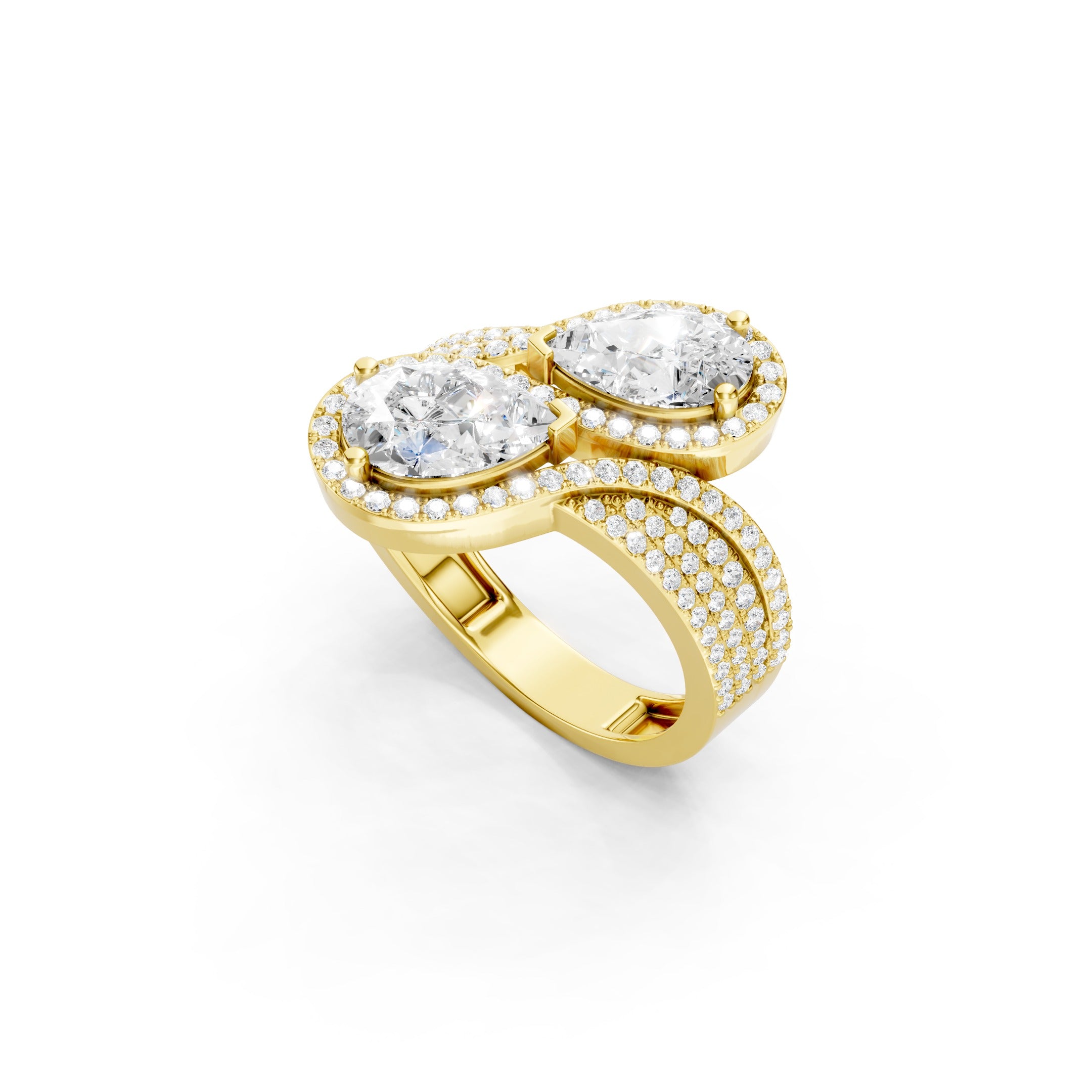 2.50 CT Pear Cut Lab Grown Diamond Toi et Moi Ring, 10K 14K 18K Gold Luxury Bridal Ring