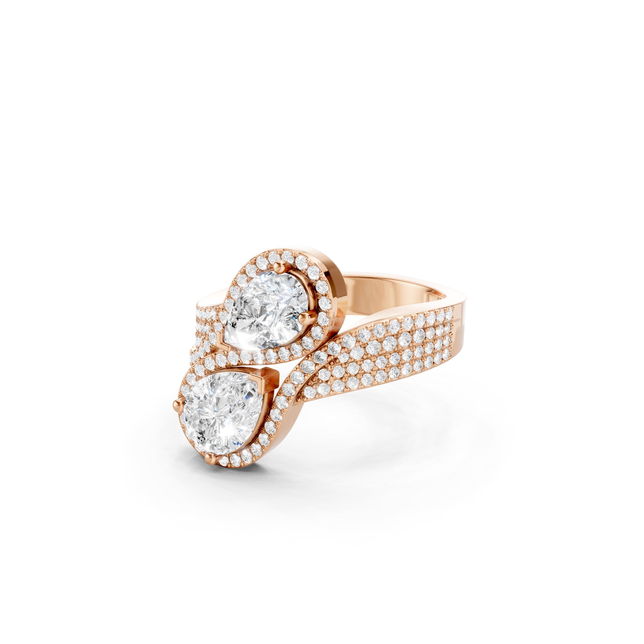 2.50 CT Pear Cut Lab Grown Diamond Toi et Moi Ring, 10K 14K 18K Gold Luxury Bridal Ring