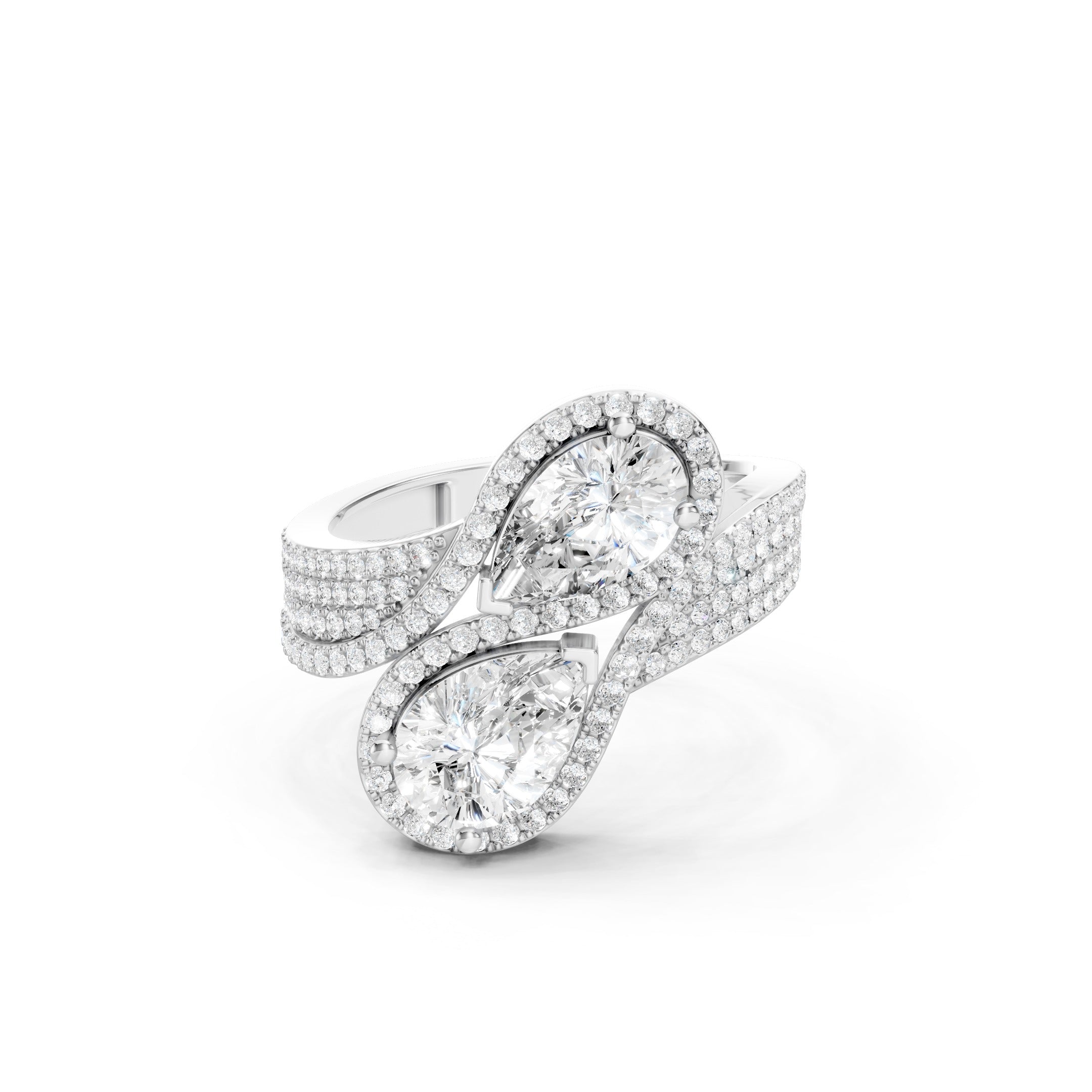 2.50 CT Pear Cut Lab Grown Diamond Toi et Moi Ring, 10K 14K 18K Gold Luxury Bridal Ring