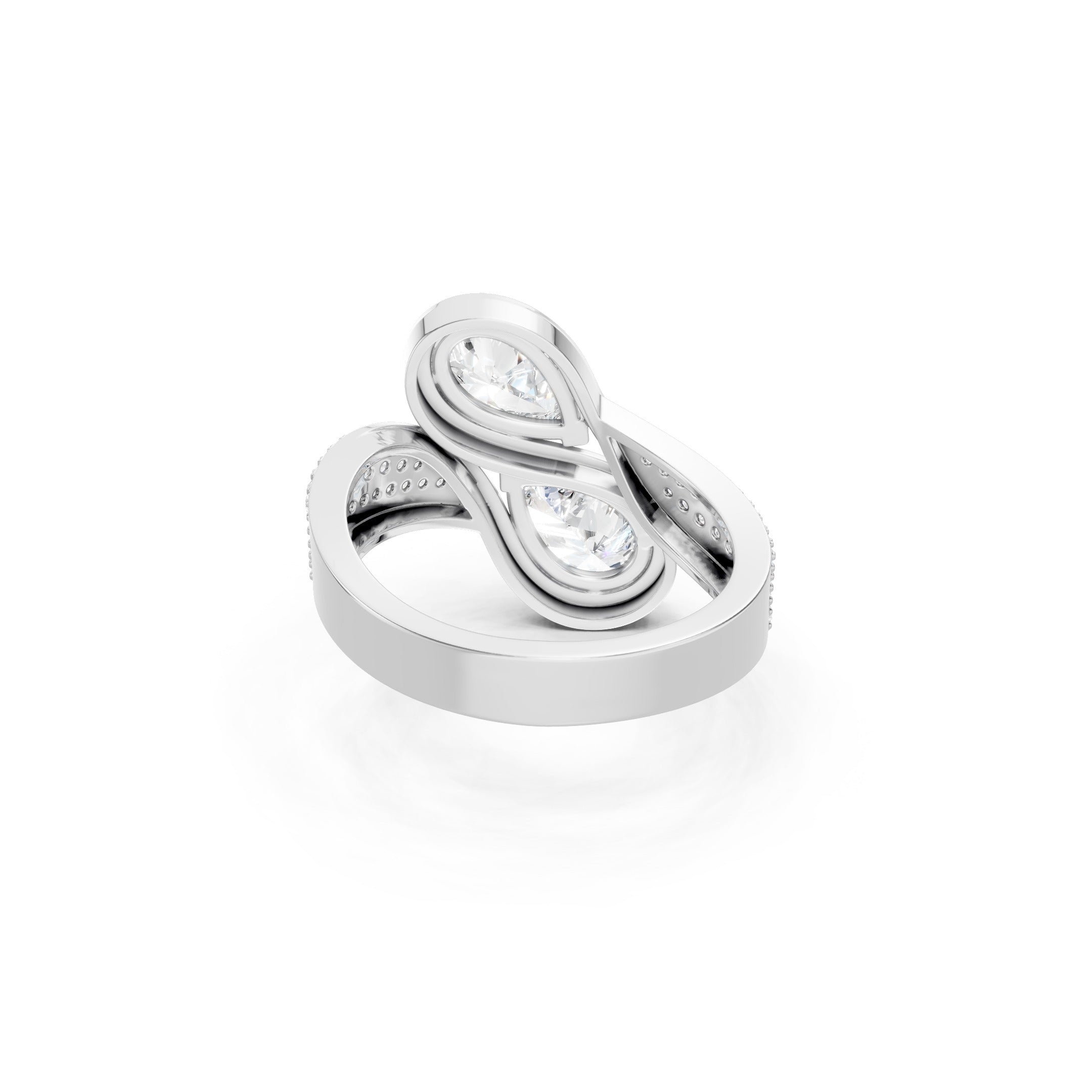 2.50 CT Pear Cut Lab Grown Diamond Toi et Moi Ring, 10K 14K 18K Gold Luxury Bridal Ring