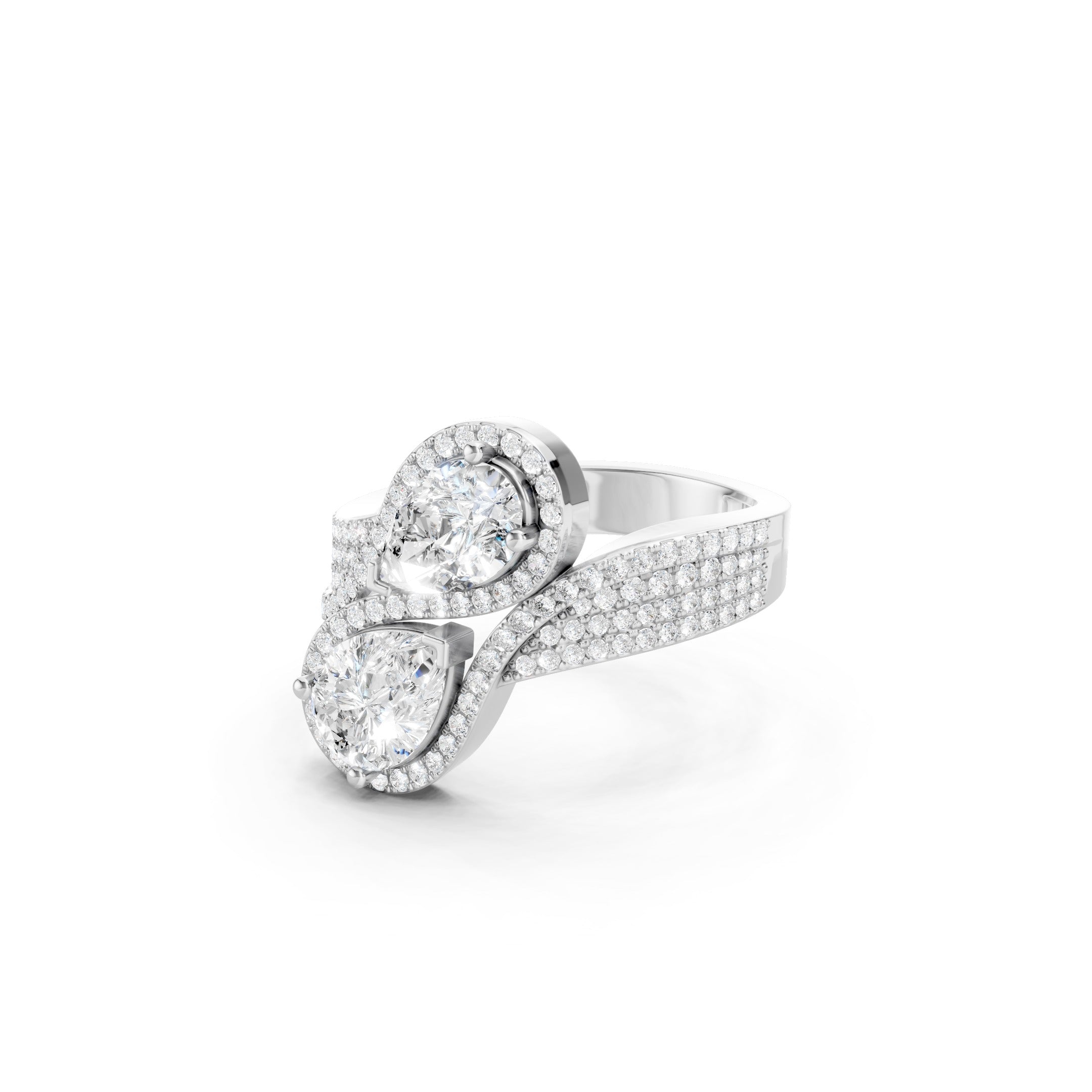 2.50 CT Pear Cut Lab Grown Diamond Toi et Moi Ring, 10K 14K 18K Gold Luxury Bridal Ring