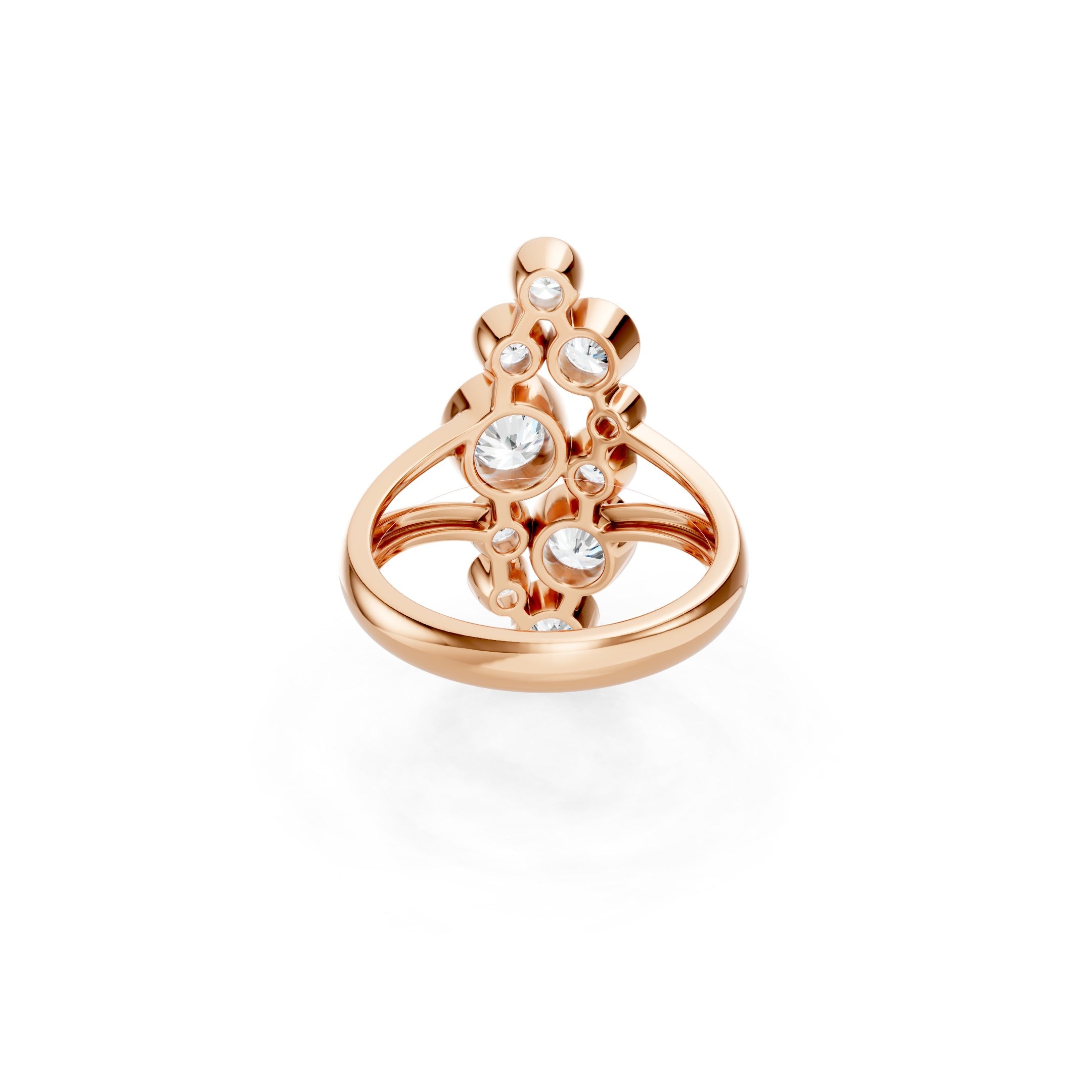 2 CT Round Lab Grown Diamond Cluster Ring Solid Gold Bezel Set Statement Ring