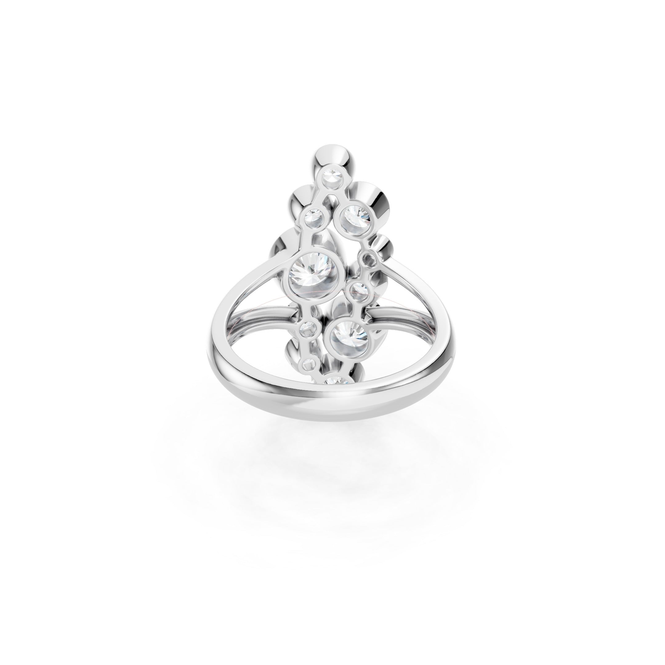 2 CT Round Lab Grown Diamond Cluster Ring Solid Gold Bezel Set Statement Ring