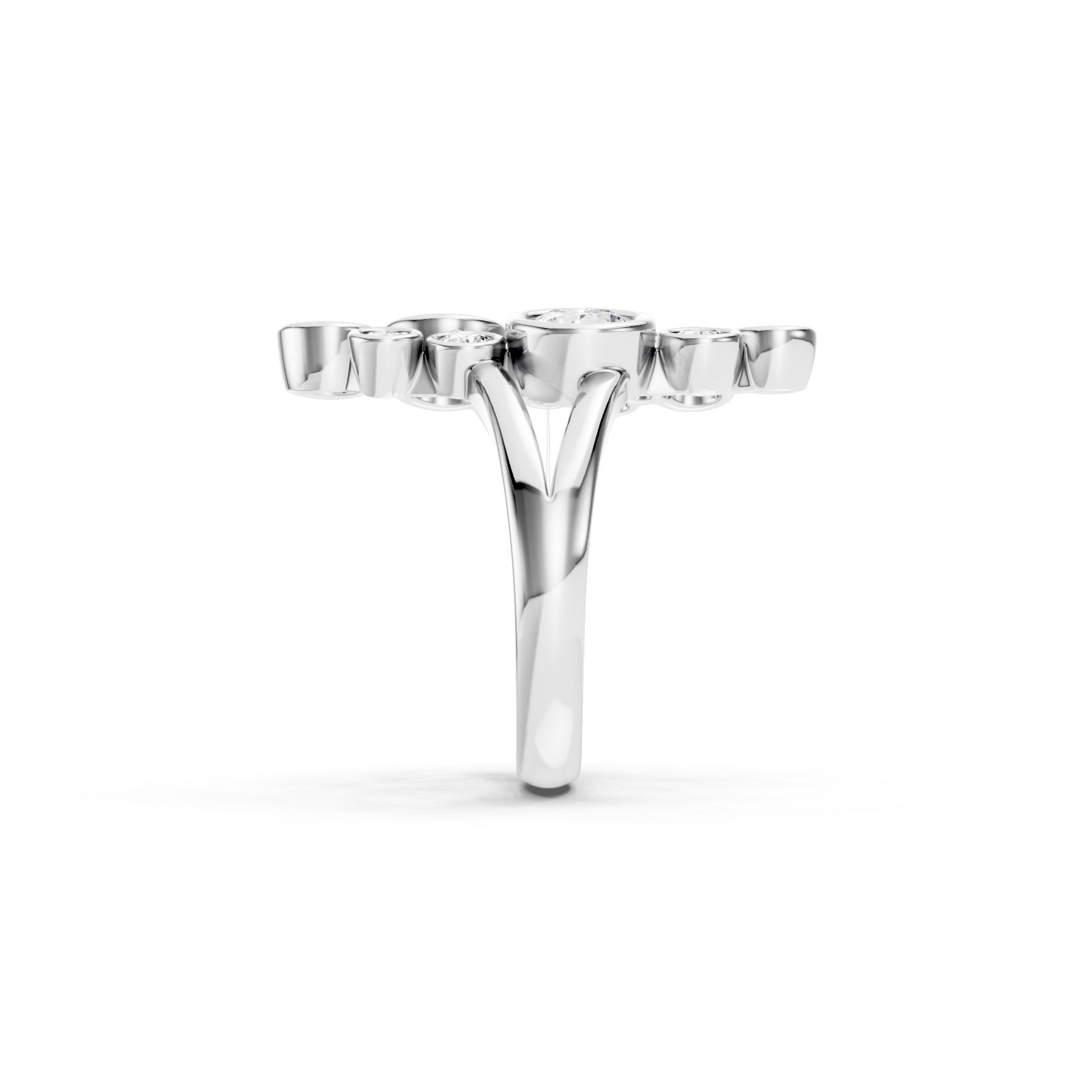 2 CT Round Lab Grown Diamond Cluster Ring Solid Gold Bezel Set Statement Ring